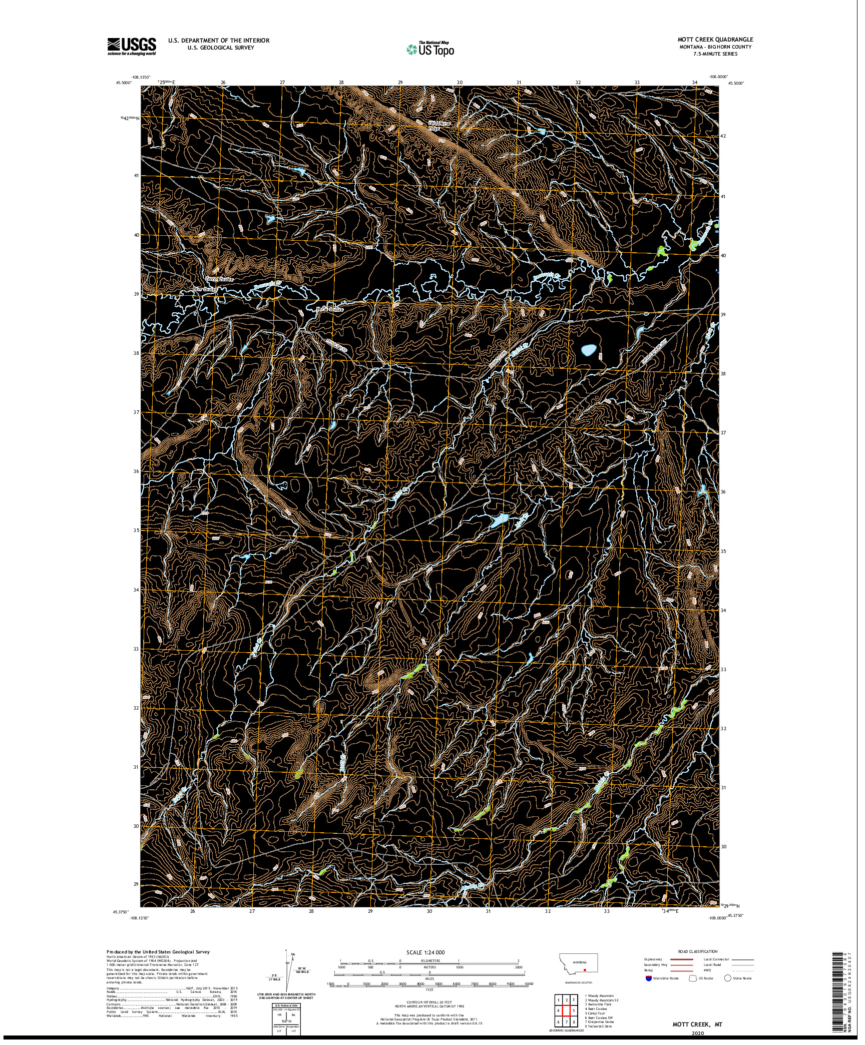 USGS US TOPO 7.5-MINUTE MAP FOR MOTT CREEK, MT 2020