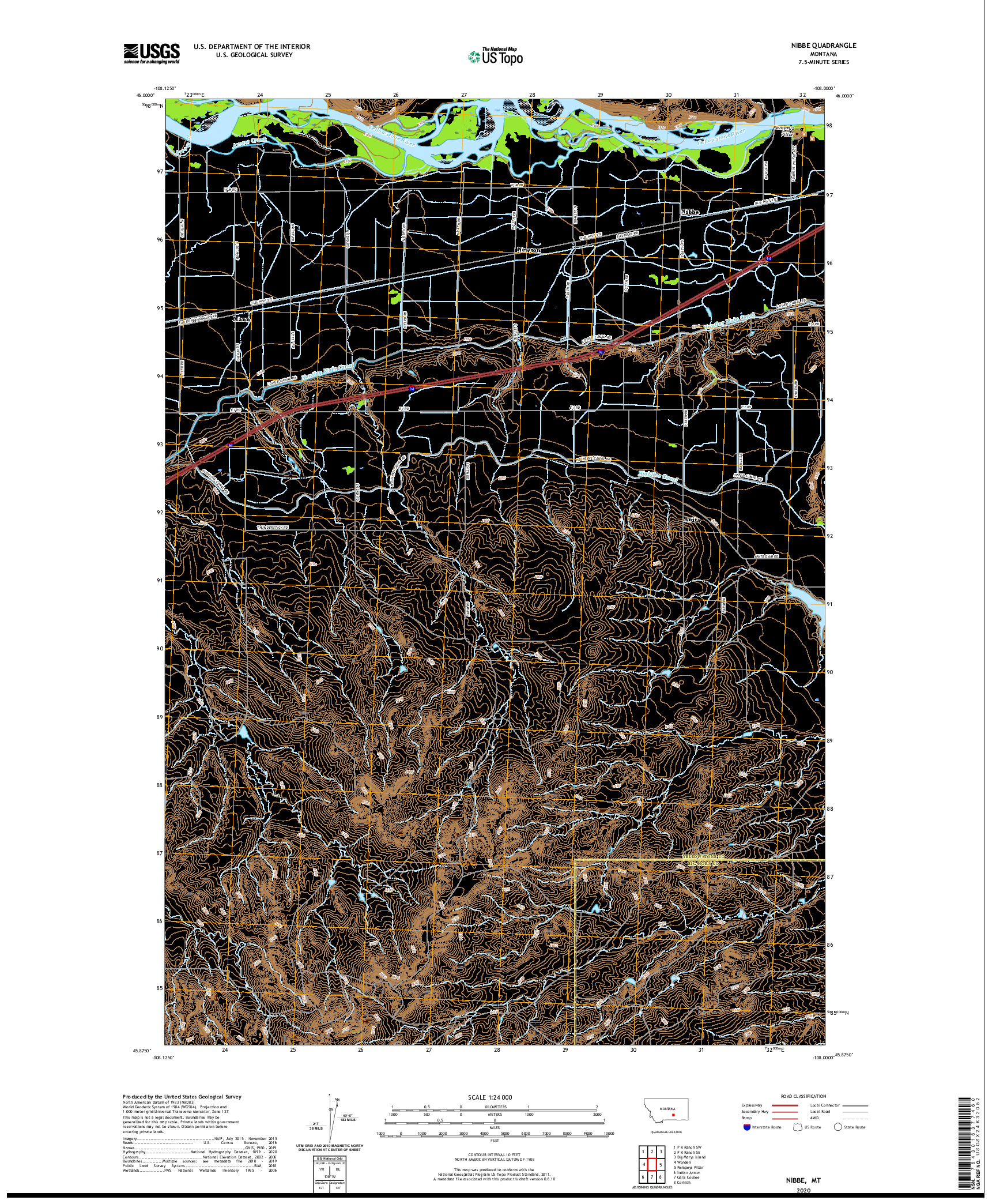 USGS US TOPO 7.5-MINUTE MAP FOR NIBBE, MT 2020