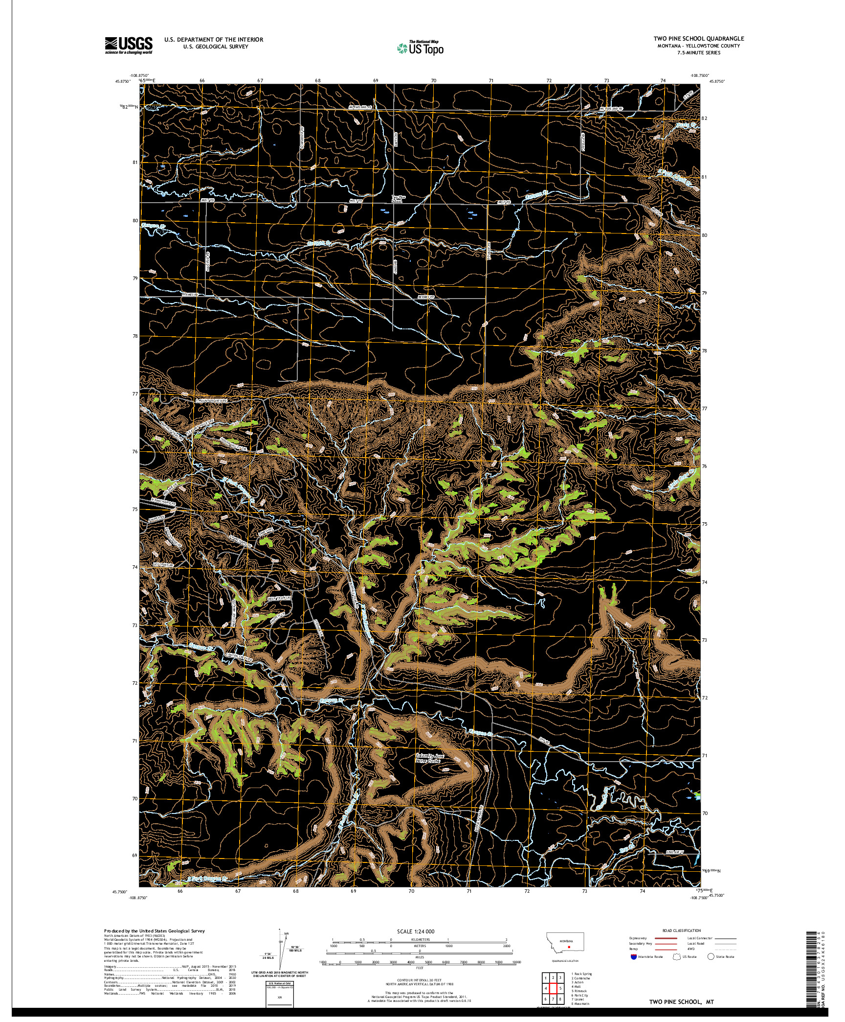 USGS US TOPO 7.5-MINUTE MAP FOR TWO PINE SCHOOL, MT 2020