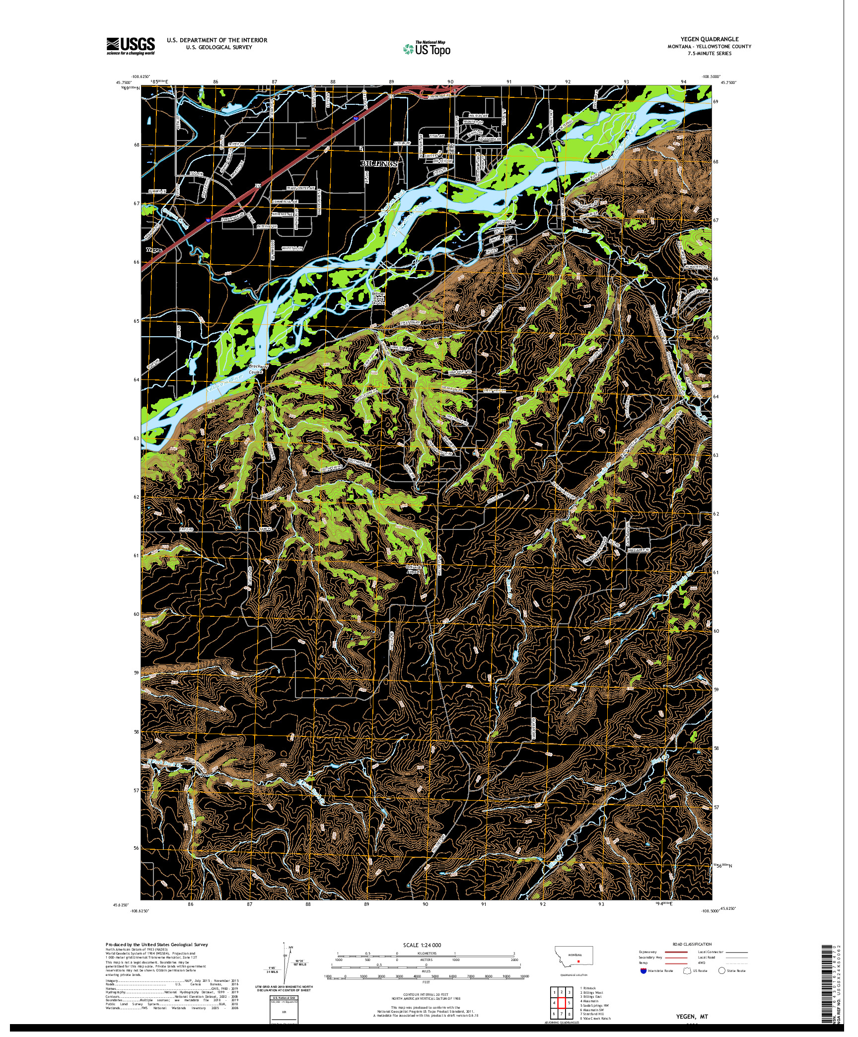 USGS US TOPO 7.5-MINUTE MAP FOR YEGEN, MT 2020