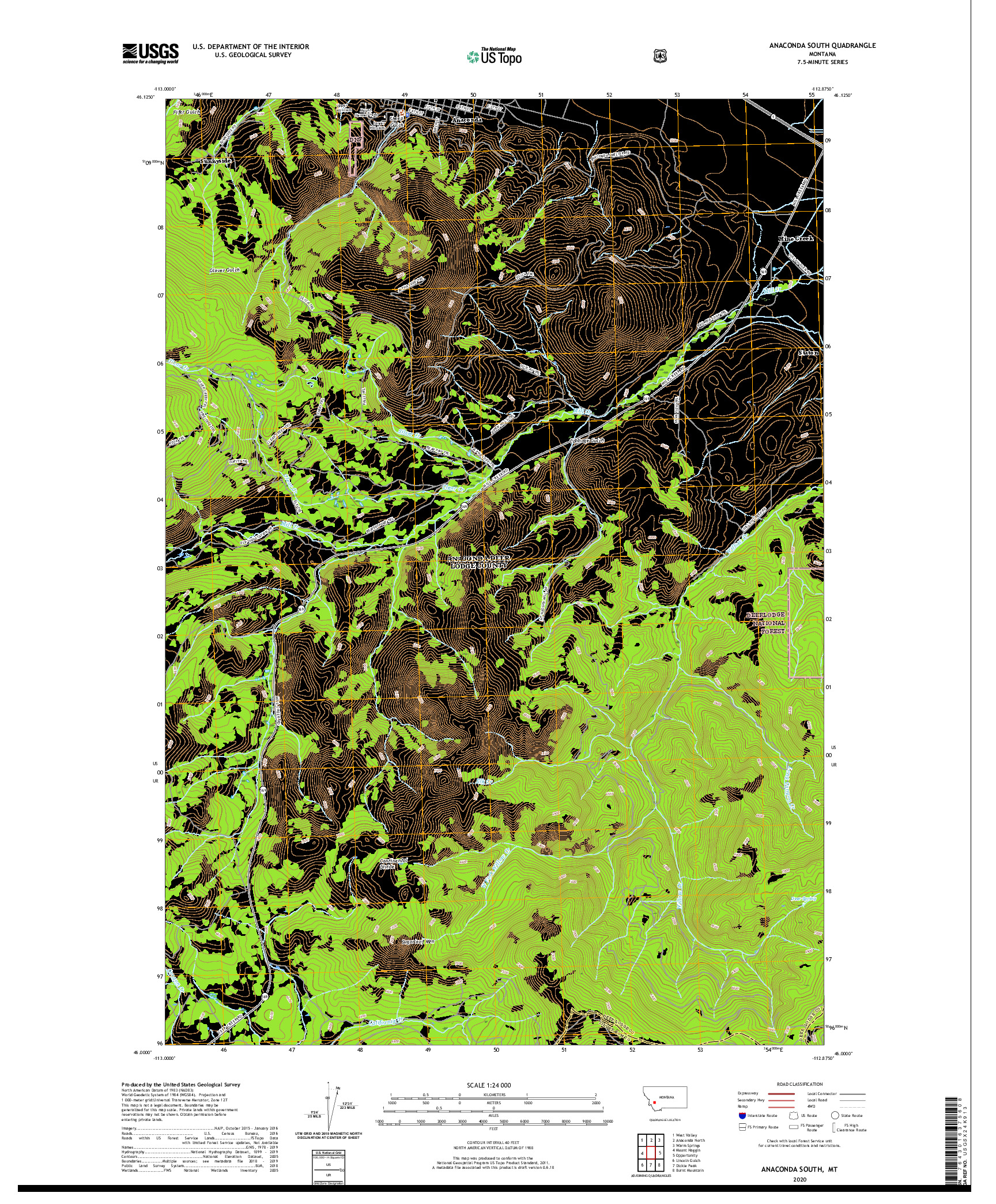 USGS US TOPO 7.5-MINUTE MAP FOR ANACONDA SOUTH, MT 2020