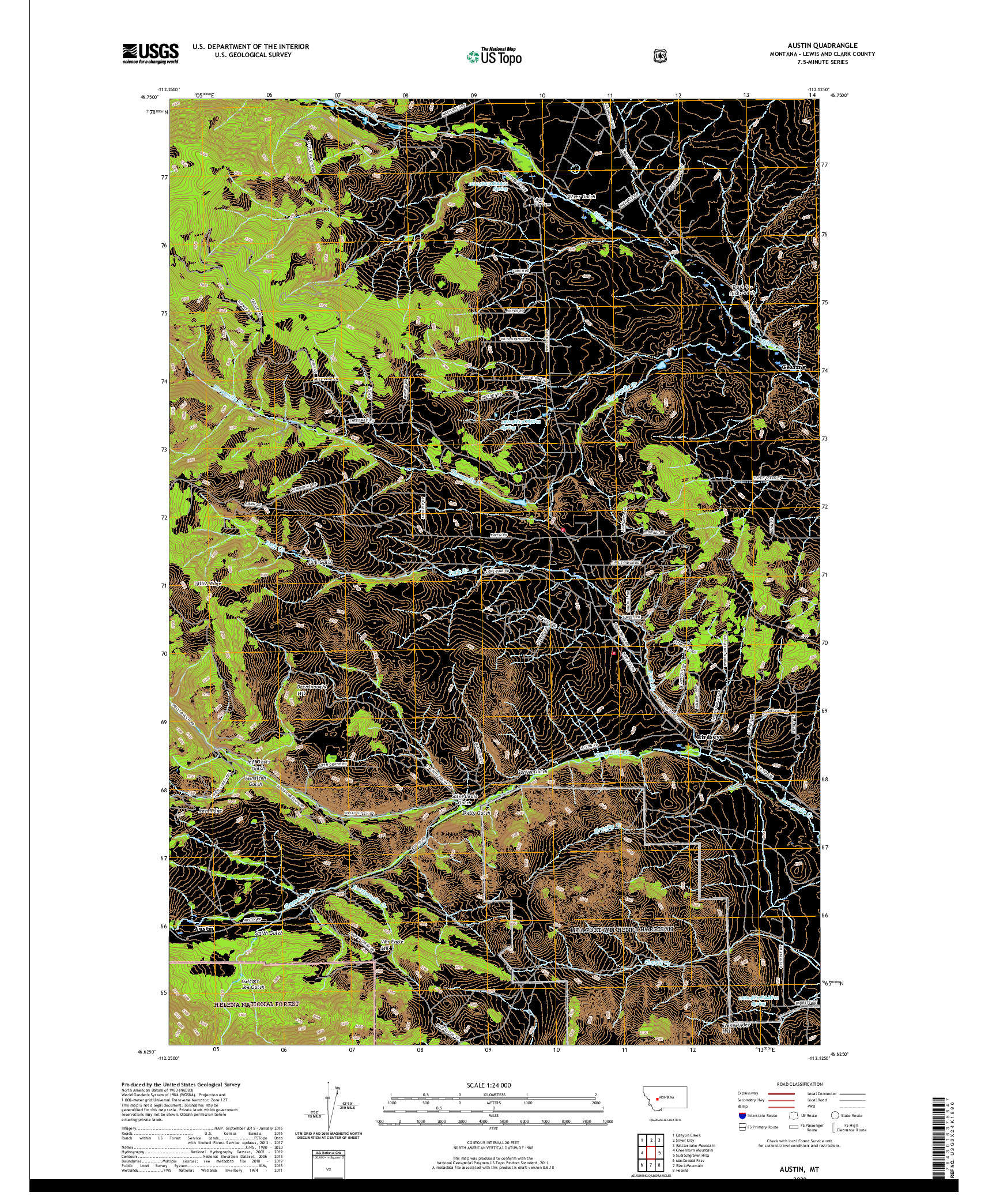 USGS US TOPO 7.5-MINUTE MAP FOR AUSTIN, MT 2020