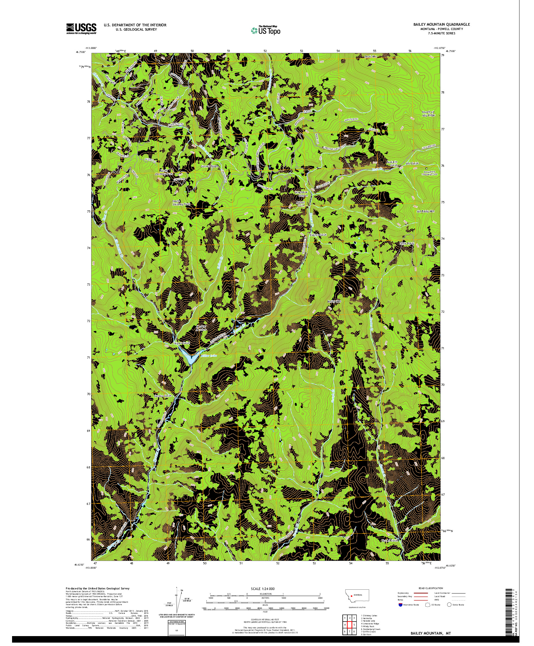 USGS US TOPO 7.5-MINUTE MAP FOR BAILEY MOUNTAIN, MT 2020