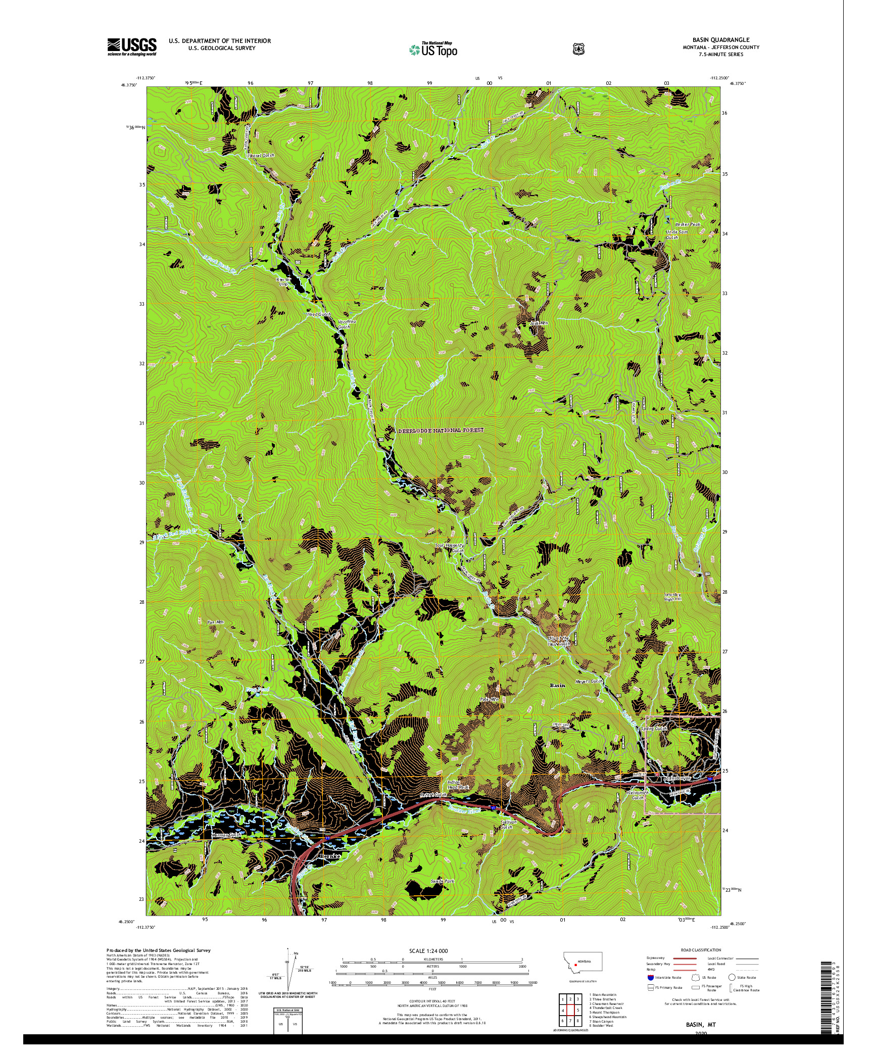 USGS US TOPO 7.5-MINUTE MAP FOR BASIN, MT 2020