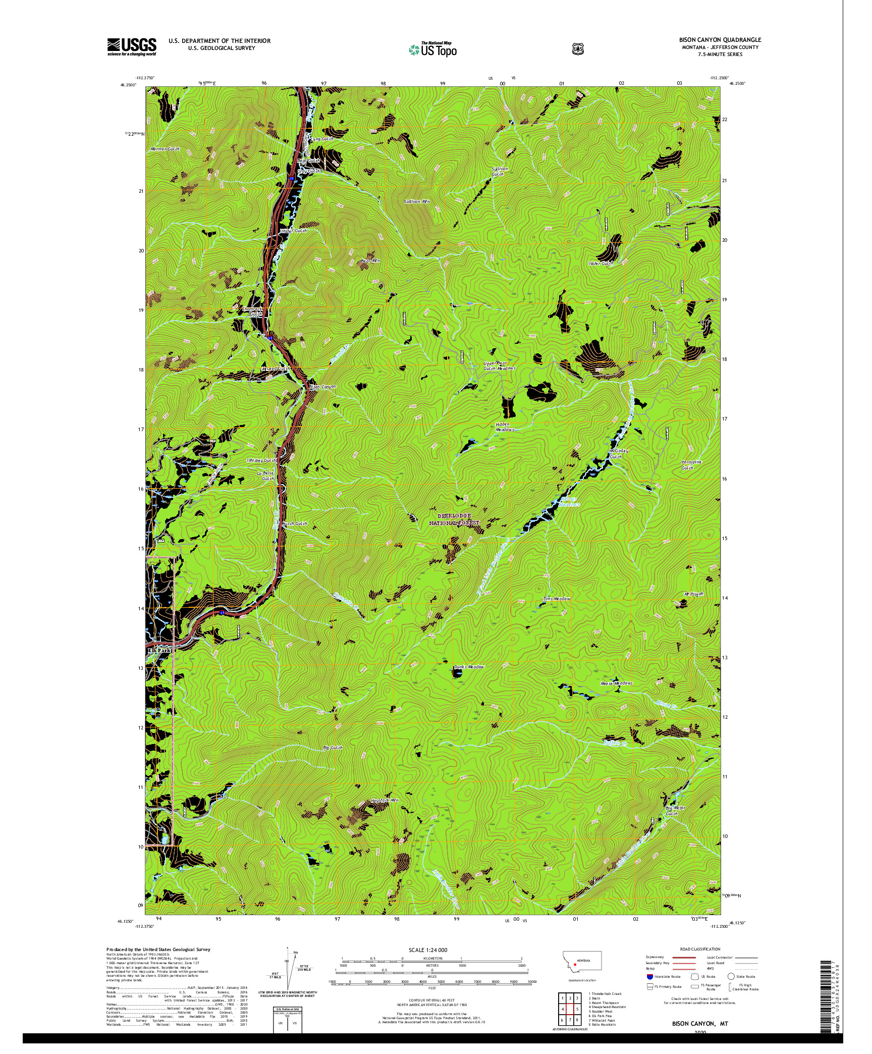 USGS US TOPO 7.5-MINUTE MAP FOR BISON CANYON, MT 2020