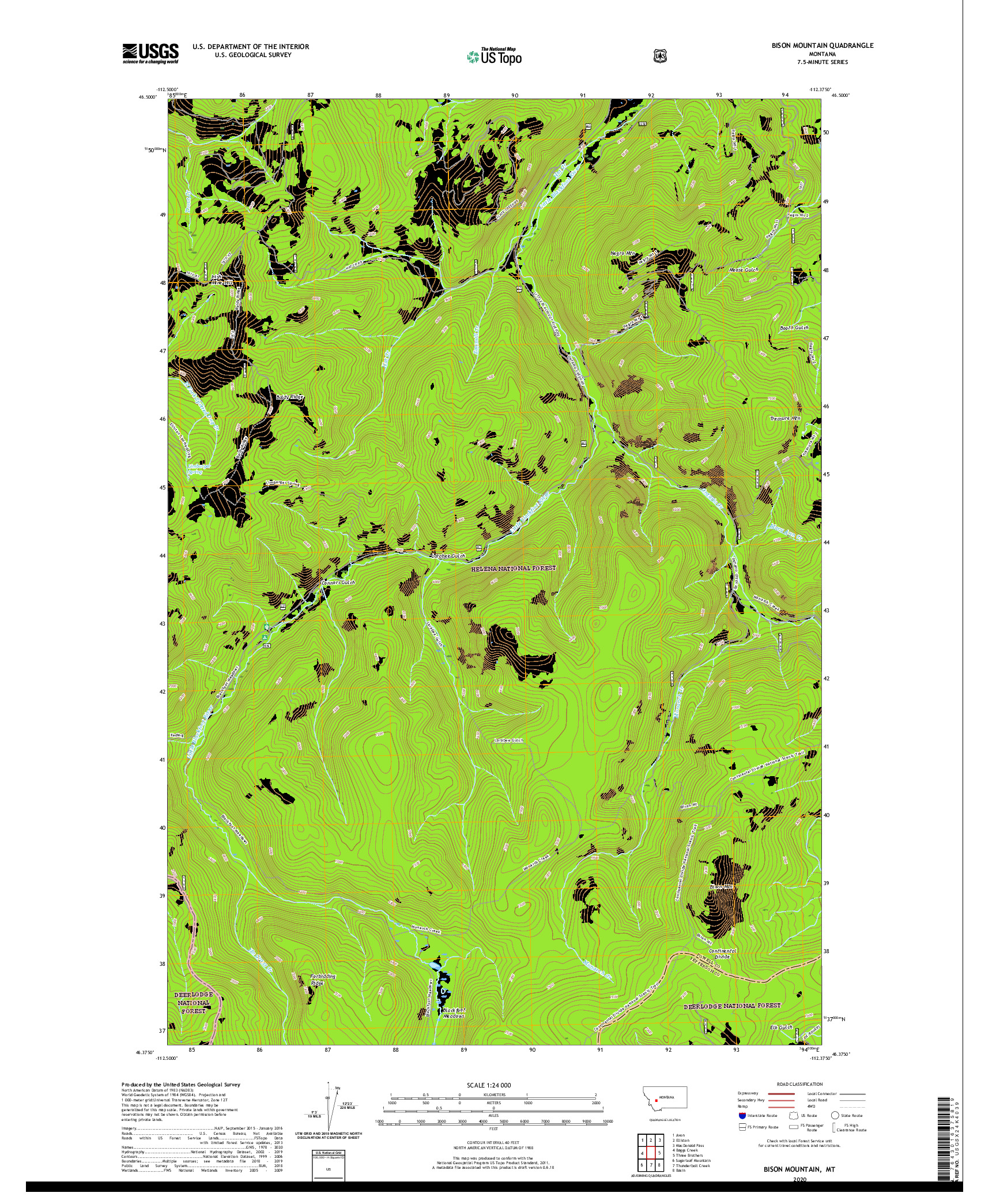 USGS US TOPO 7.5-MINUTE MAP FOR BISON MOUNTAIN, MT 2020