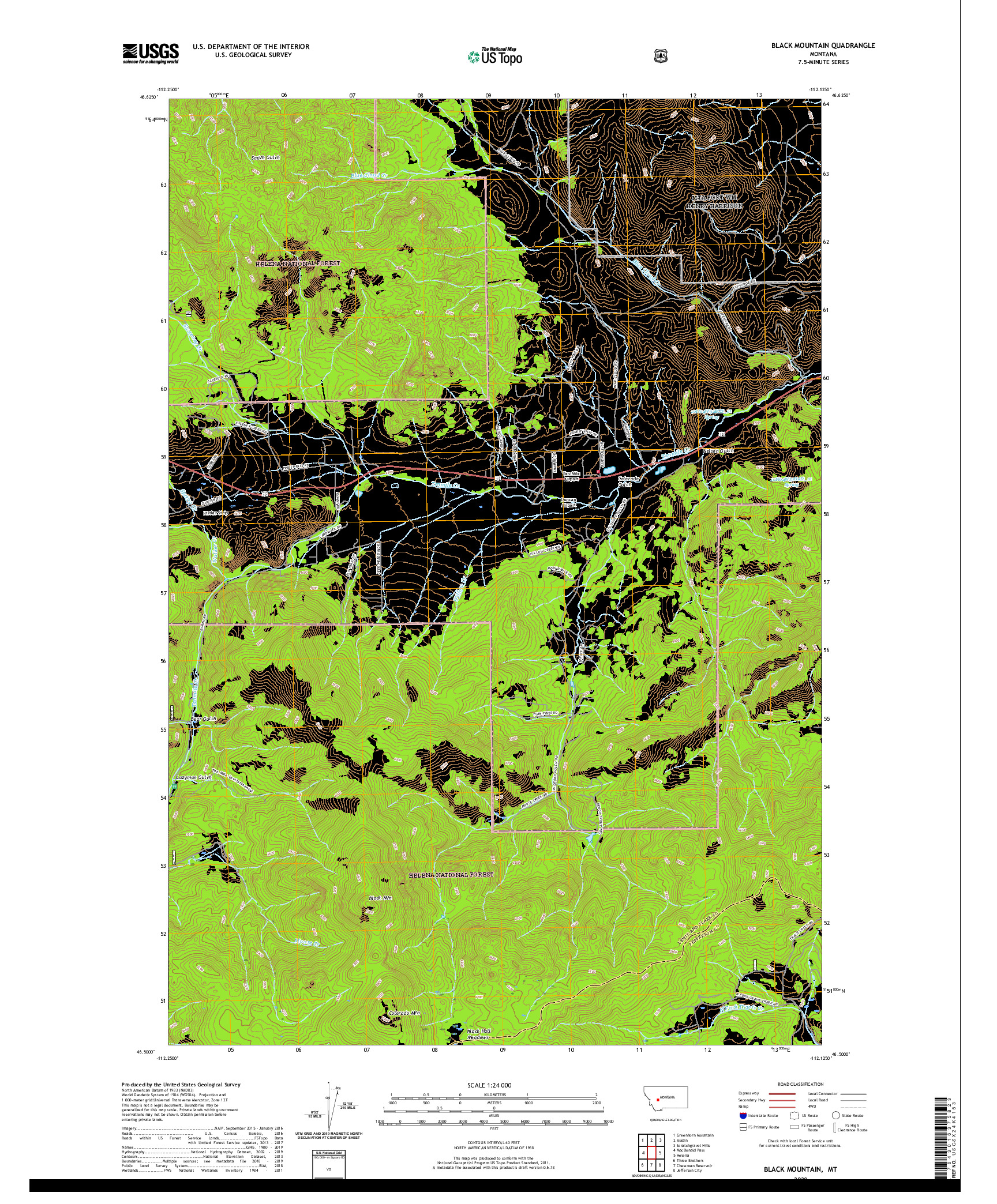 USGS US TOPO 7.5-MINUTE MAP FOR BLACK MOUNTAIN, MT 2020