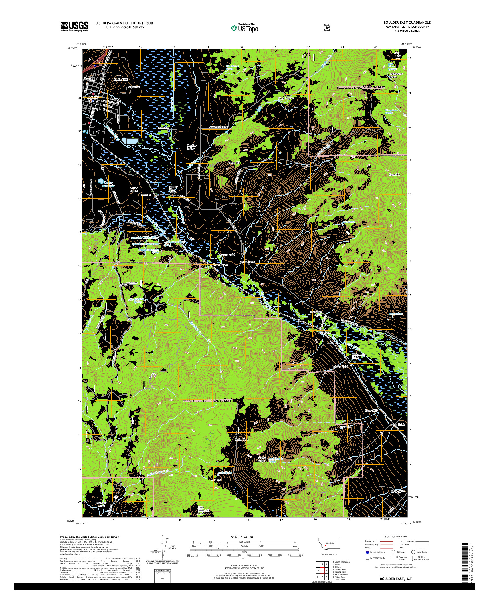USGS US TOPO 7.5-MINUTE MAP FOR BOULDER EAST, MT 2020