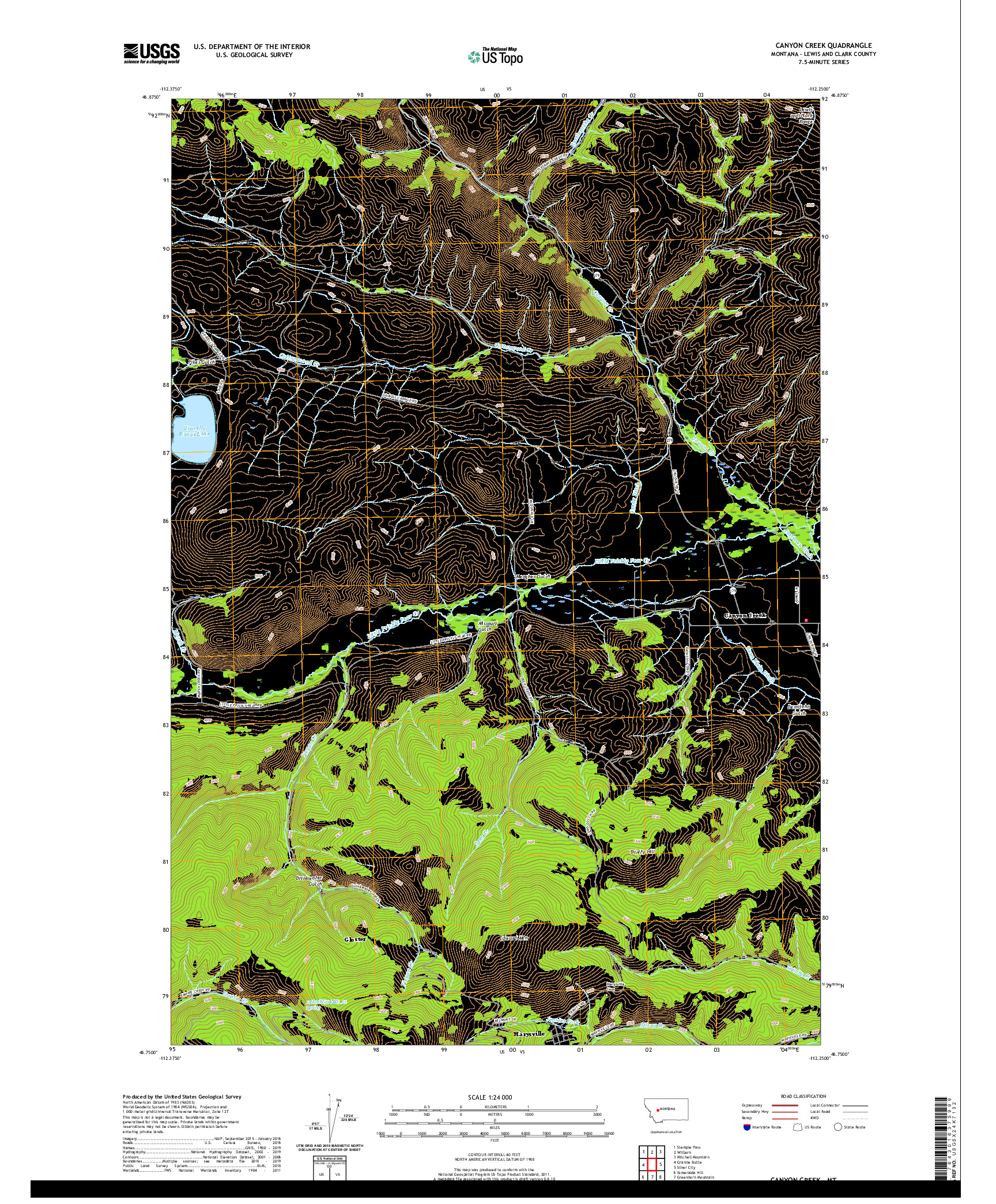 USGS US TOPO 7.5-MINUTE MAP FOR CANYON CREEK, MT 2020