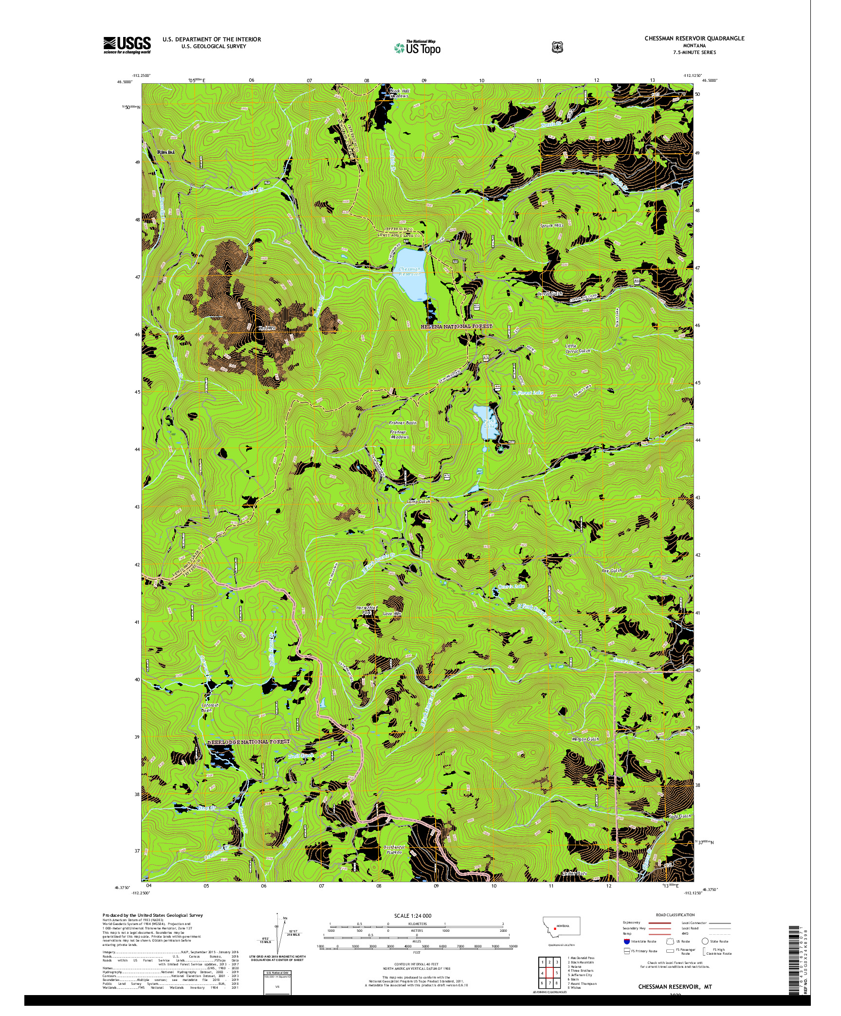 USGS US TOPO 7.5-MINUTE MAP FOR CHESSMAN RESERVOIR, MT 2020