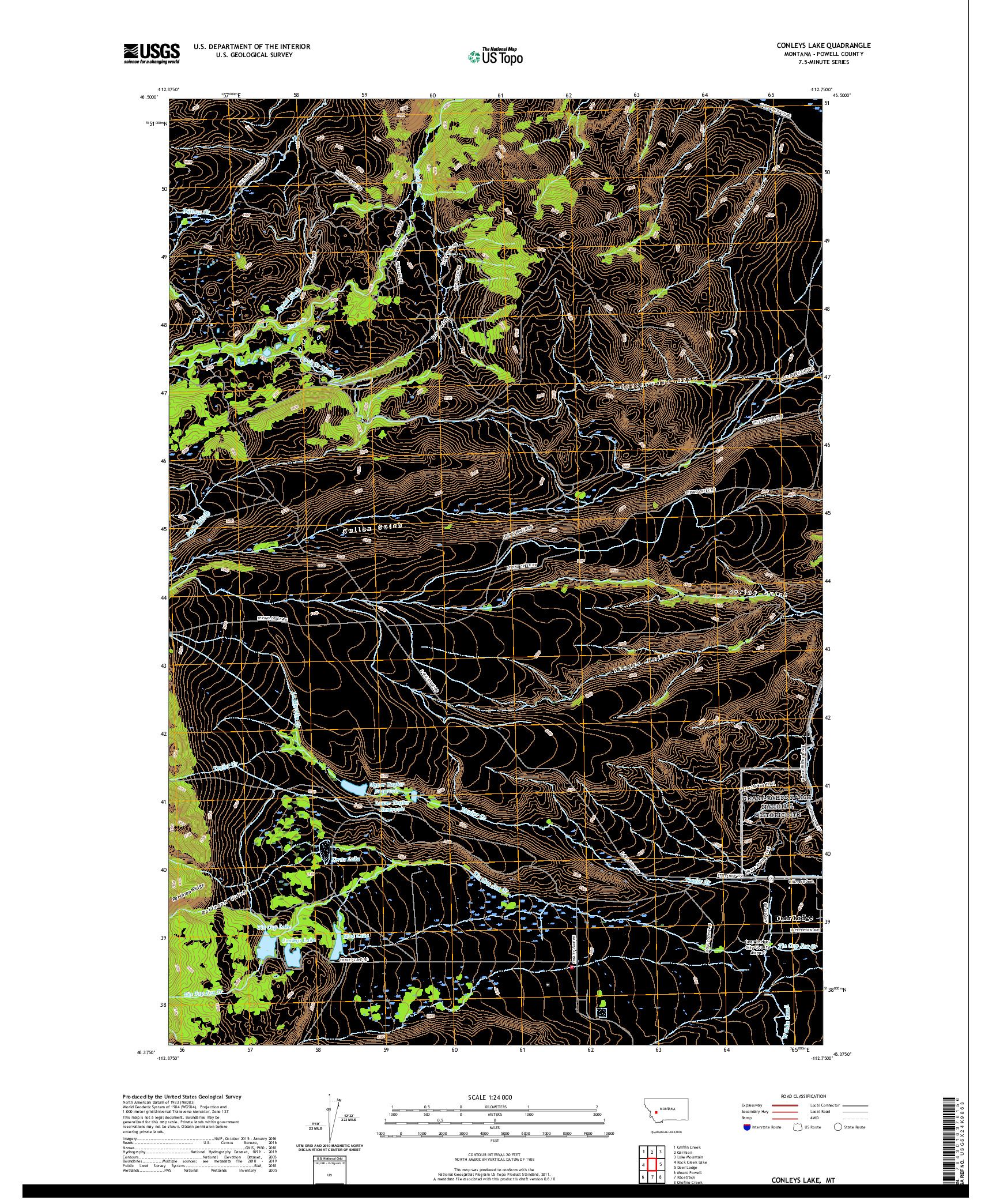 USGS US TOPO 7.5-MINUTE MAP FOR CONLEYS LAKE, MT 2020