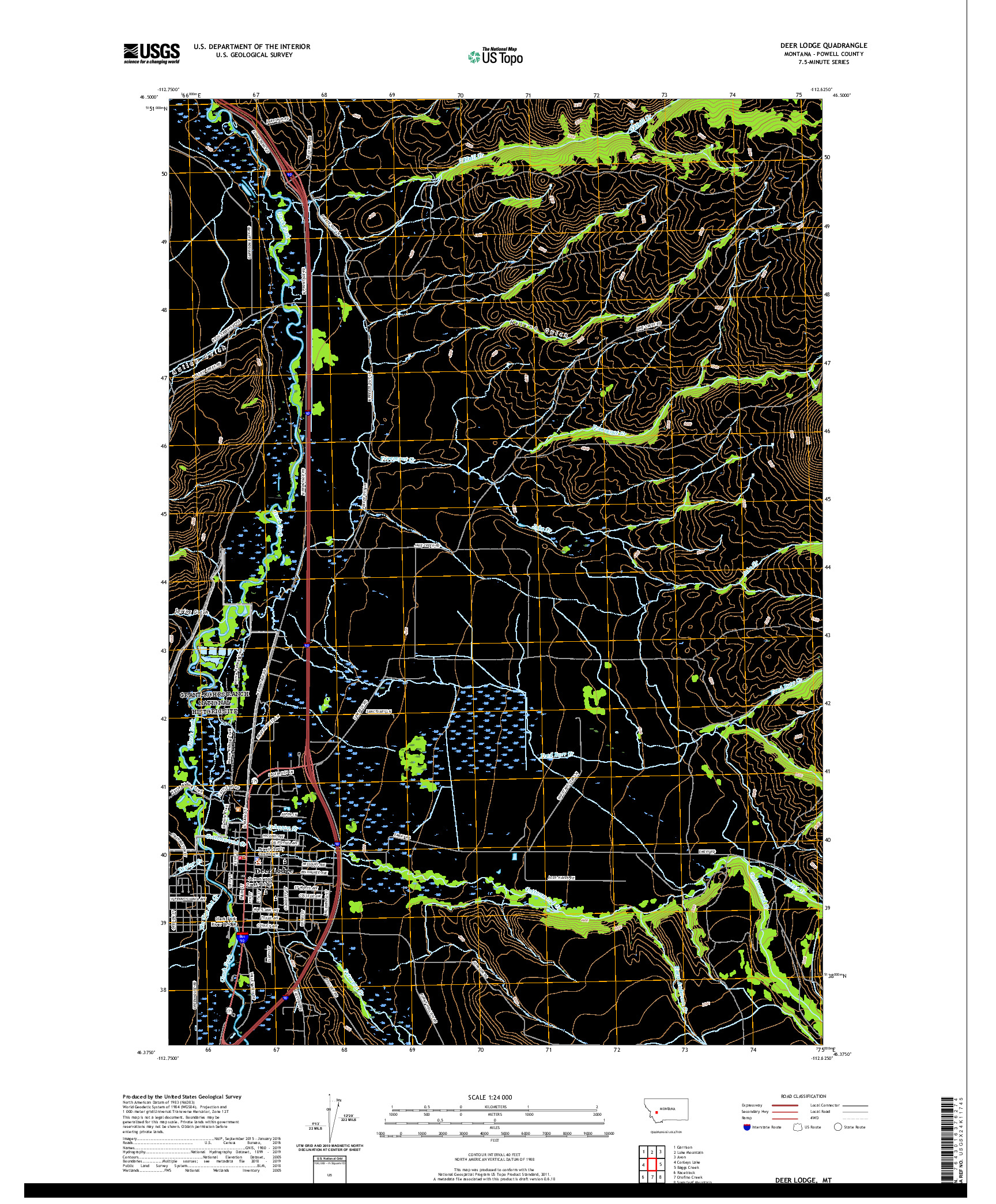USGS US TOPO 7.5-MINUTE MAP FOR DEER LODGE, MT 2020