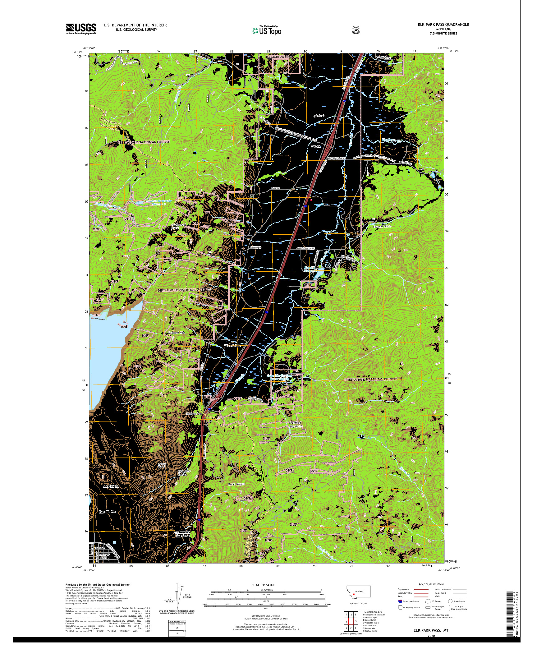 USGS US TOPO 7.5-MINUTE MAP FOR ELK PARK PASS, MT 2020
