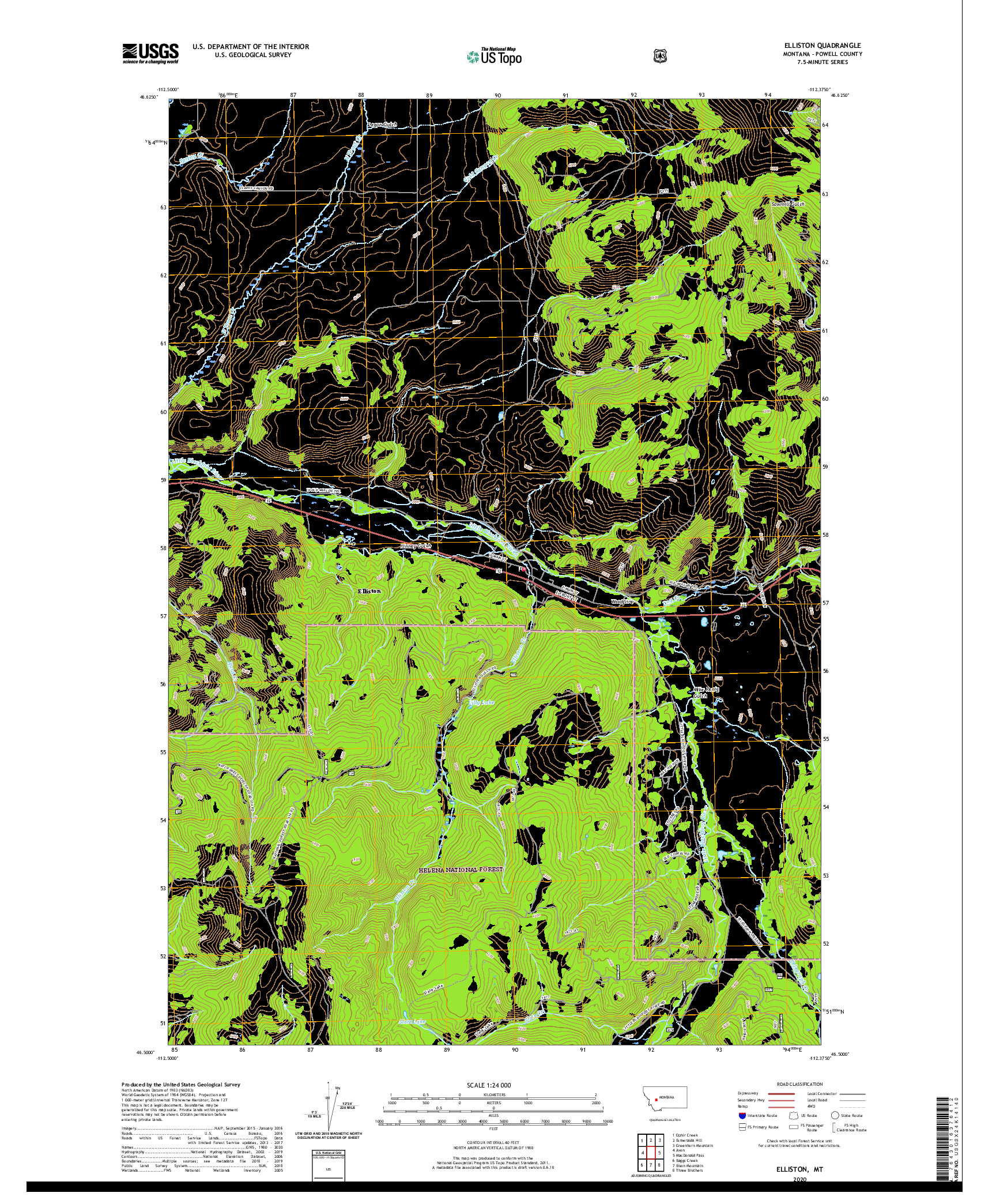 USGS US TOPO 7.5-MINUTE MAP FOR ELLISTON, MT 2020