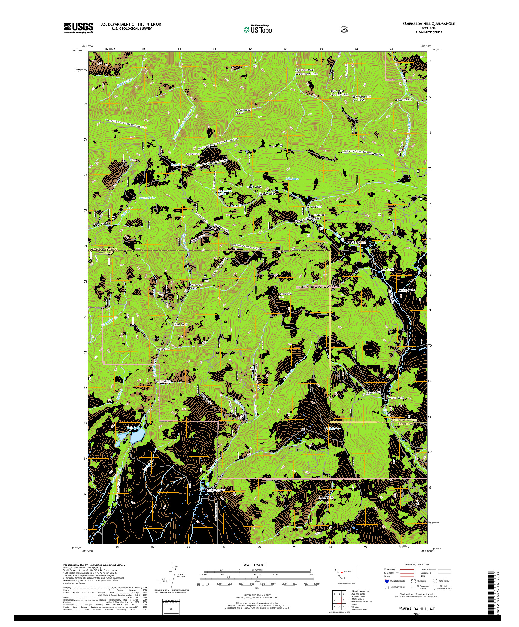 USGS US TOPO 7.5-MINUTE MAP FOR ESMERALDA HILL, MT 2020