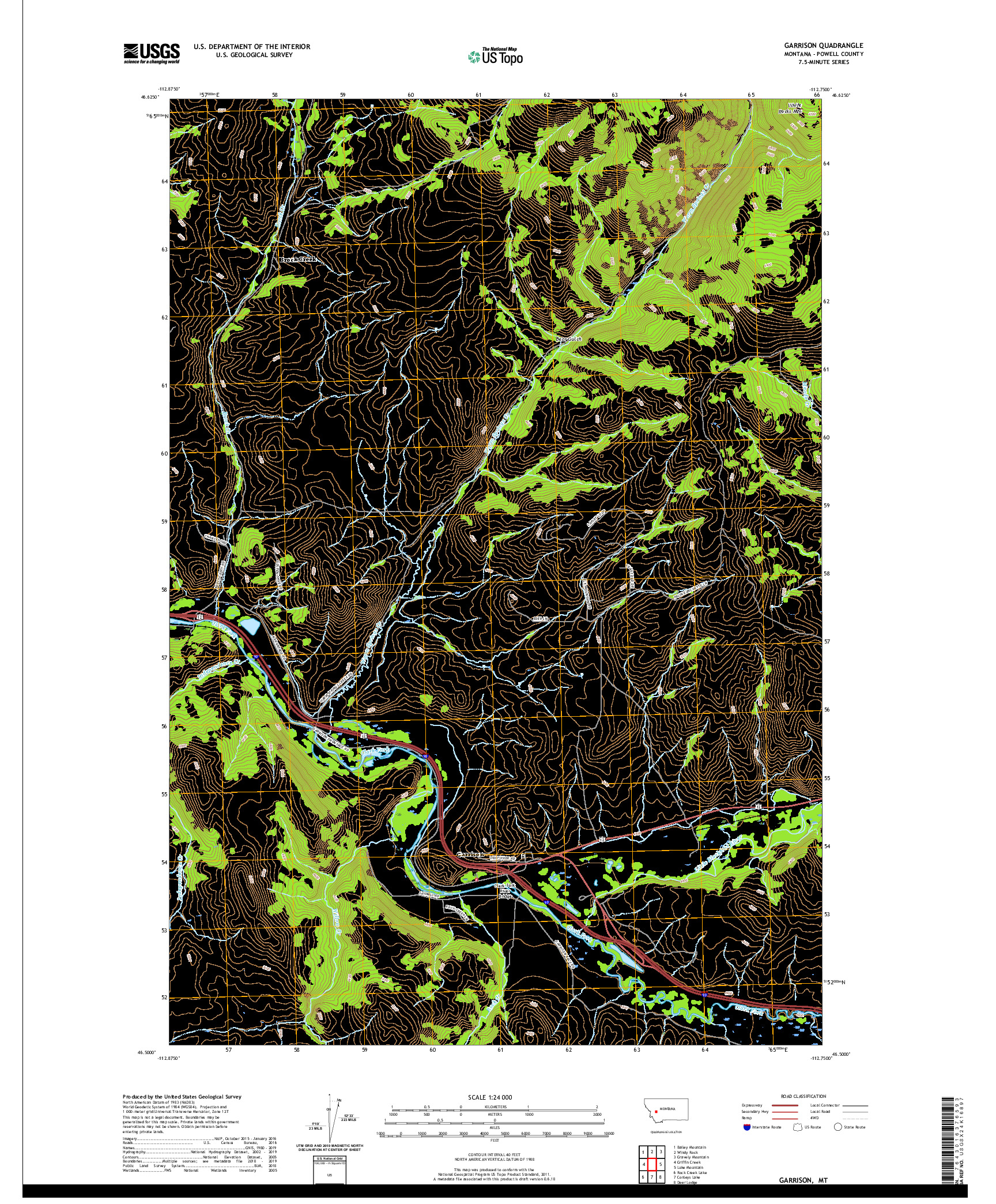 USGS US TOPO 7.5-MINUTE MAP FOR GARRISON, MT 2020