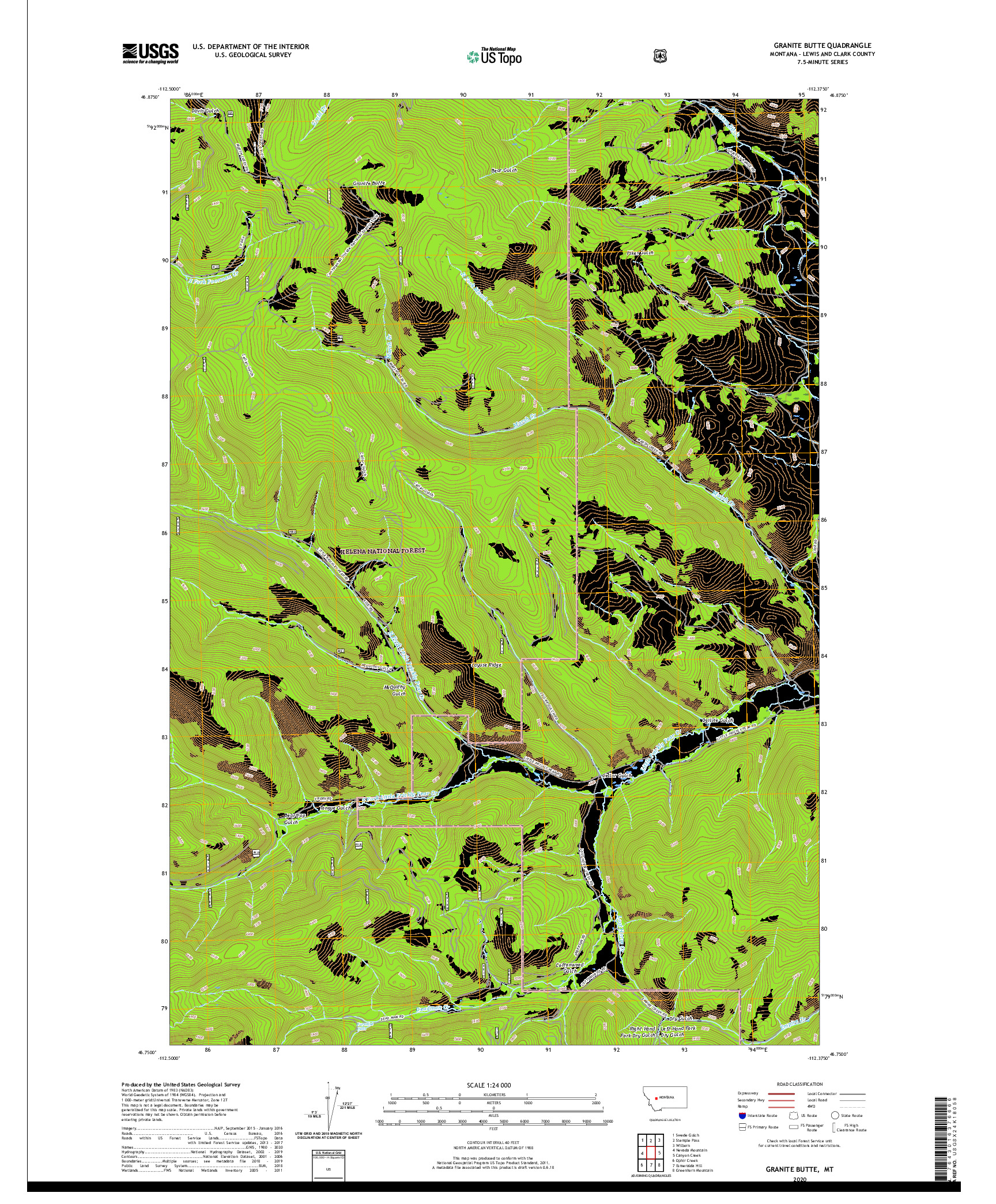 USGS US TOPO 7.5-MINUTE MAP FOR GRANITE BUTTE, MT 2020