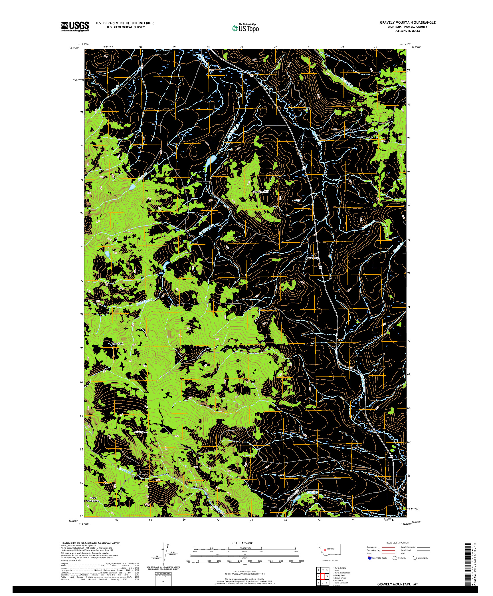 USGS US TOPO 7.5-MINUTE MAP FOR GRAVELY MOUNTAIN, MT 2020