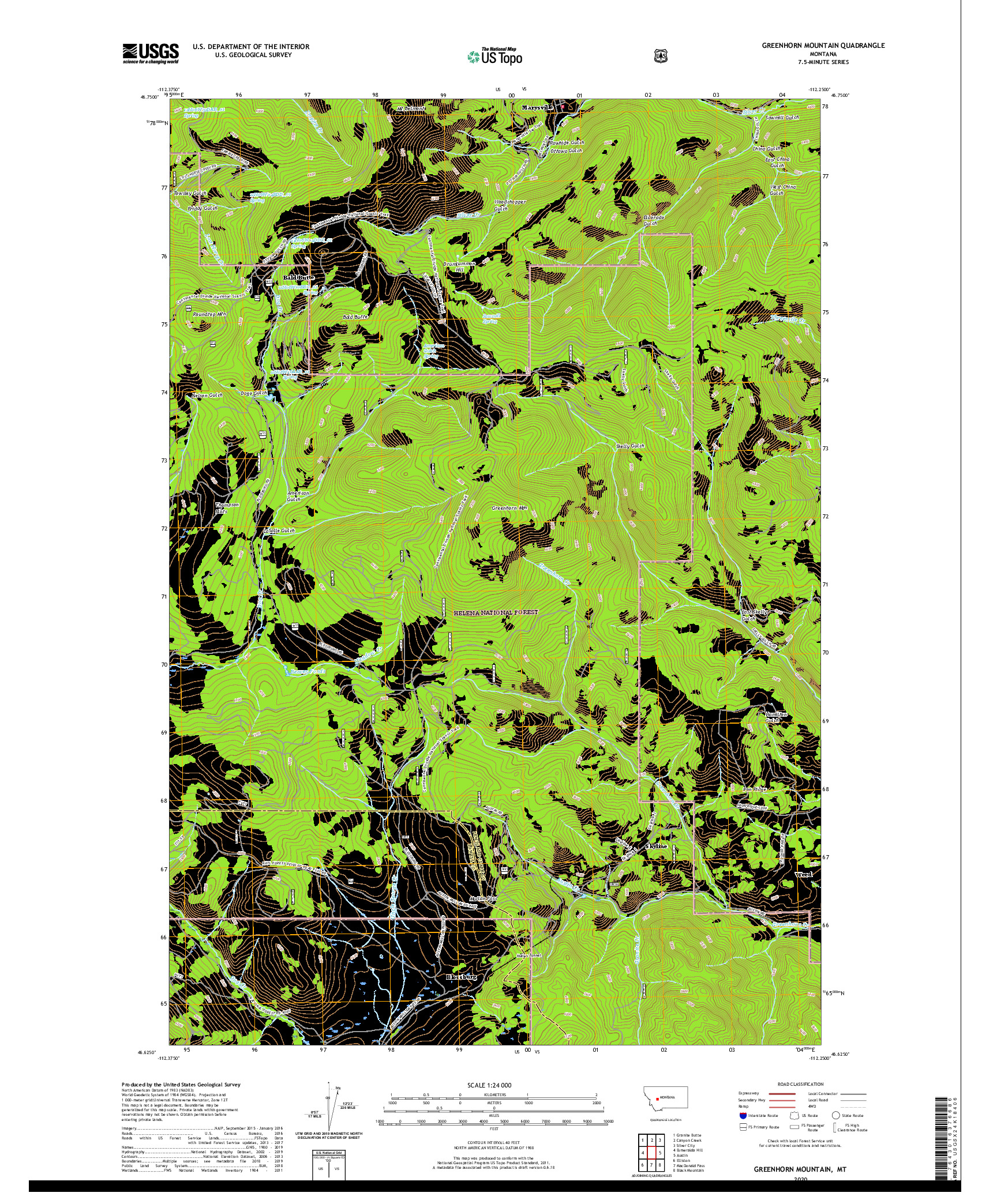 USGS US TOPO 7.5-MINUTE MAP FOR GREENHORN MOUNTAIN, MT 2020