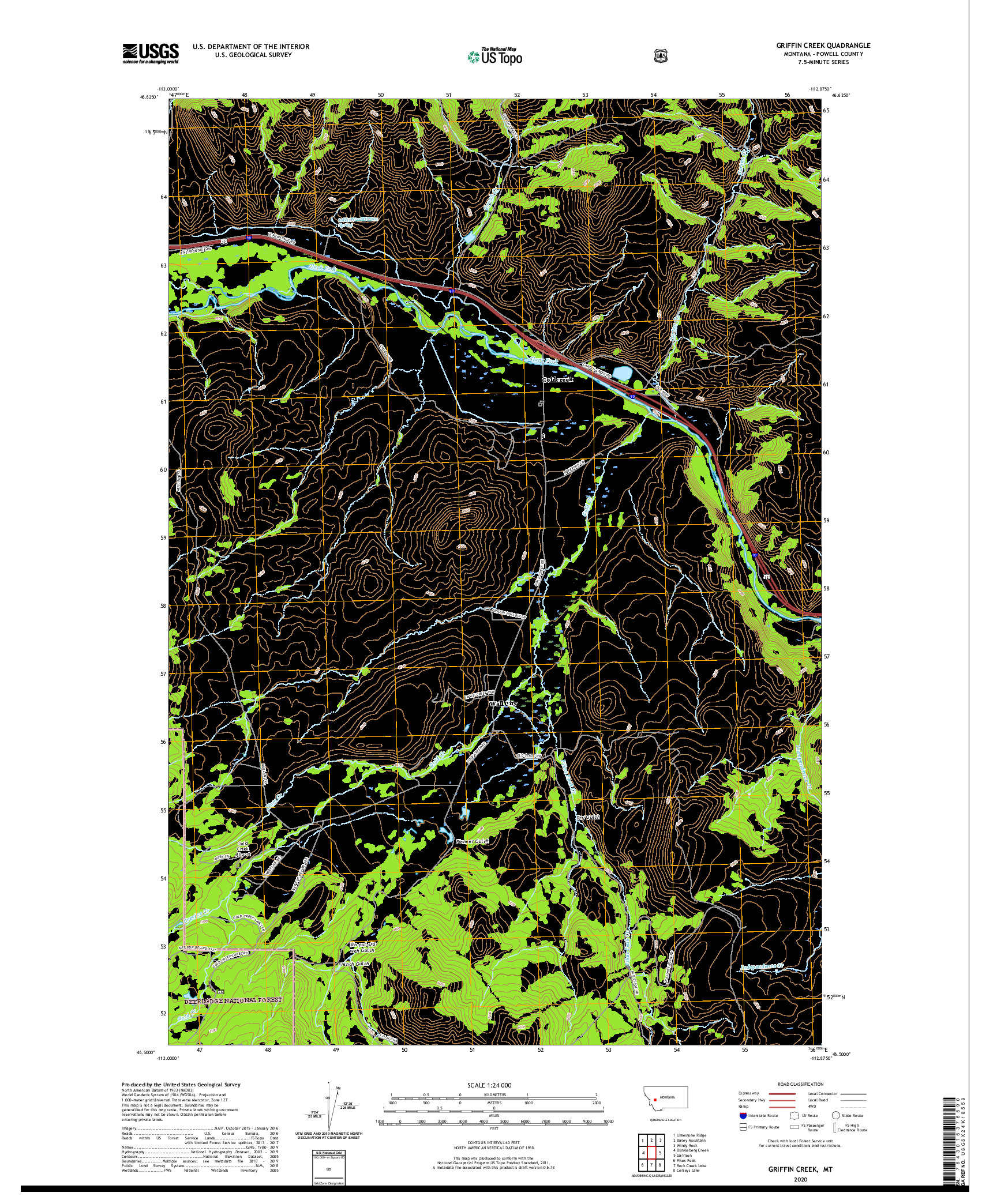 USGS US TOPO 7.5-MINUTE MAP FOR GRIFFIN CREEK, MT 2020