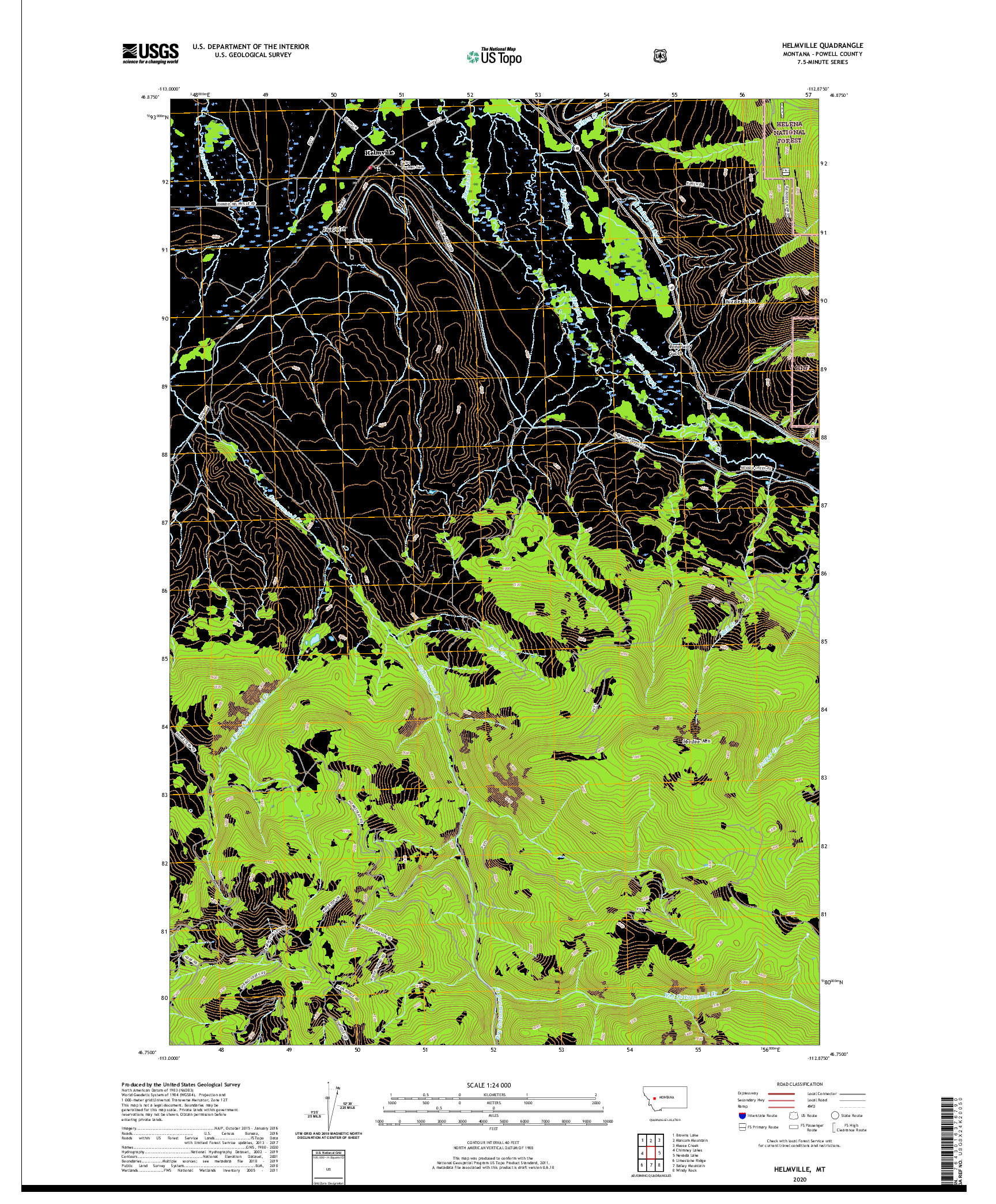 USGS US TOPO 7.5-MINUTE MAP FOR HELMVILLE, MT 2020