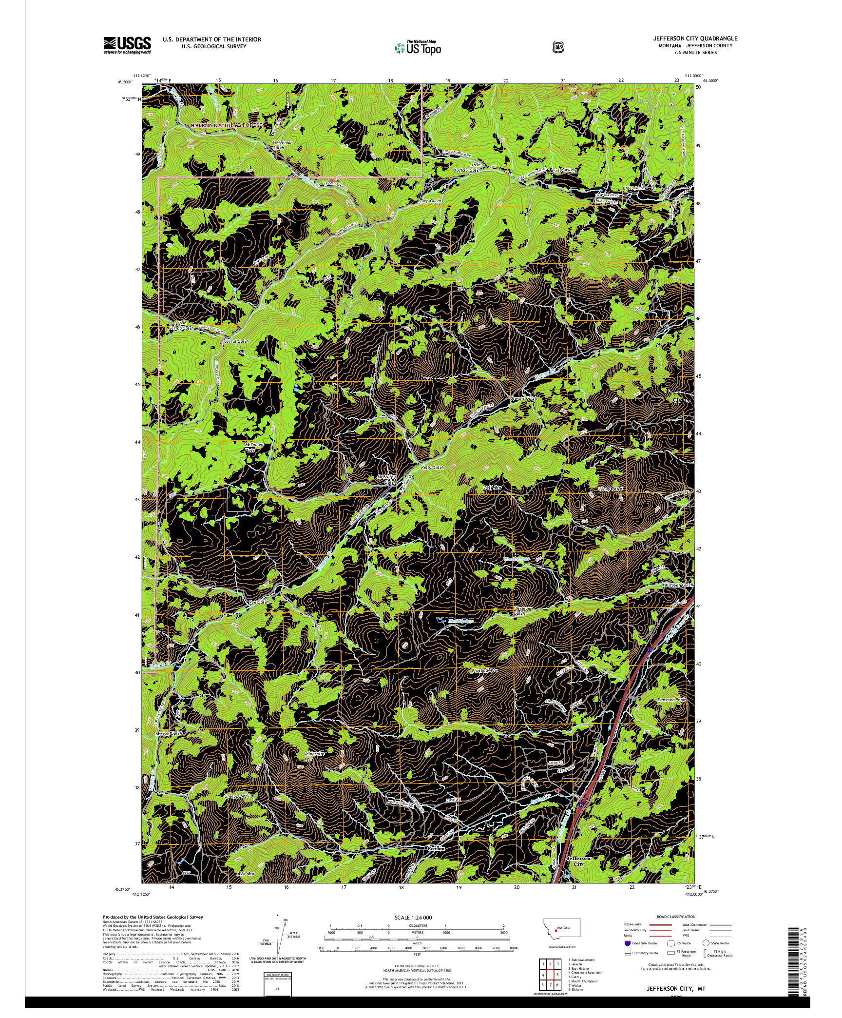 USGS US TOPO 7.5-MINUTE MAP FOR JEFFERSON CITY, MT 2020