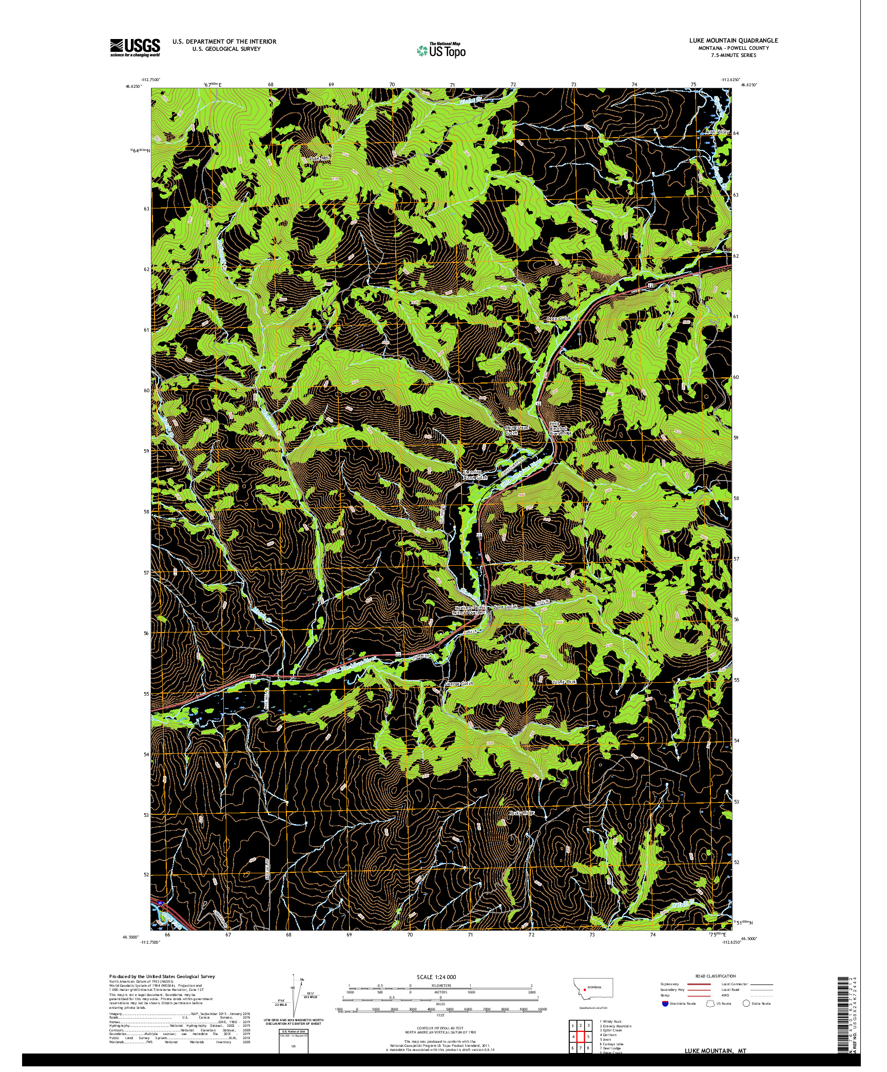 USGS US TOPO 7.5-MINUTE MAP FOR LUKE MOUNTAIN, MT 2020