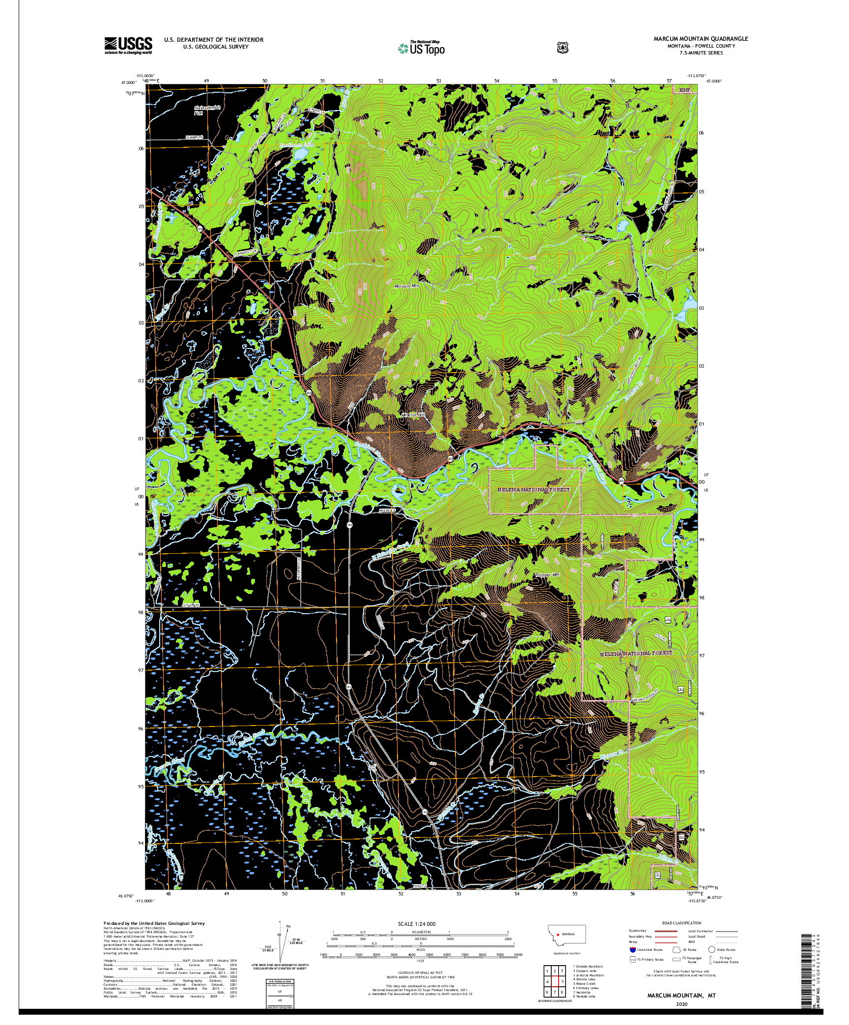 USGS US TOPO 7.5-MINUTE MAP FOR MARCUM MOUNTAIN, MT 2020