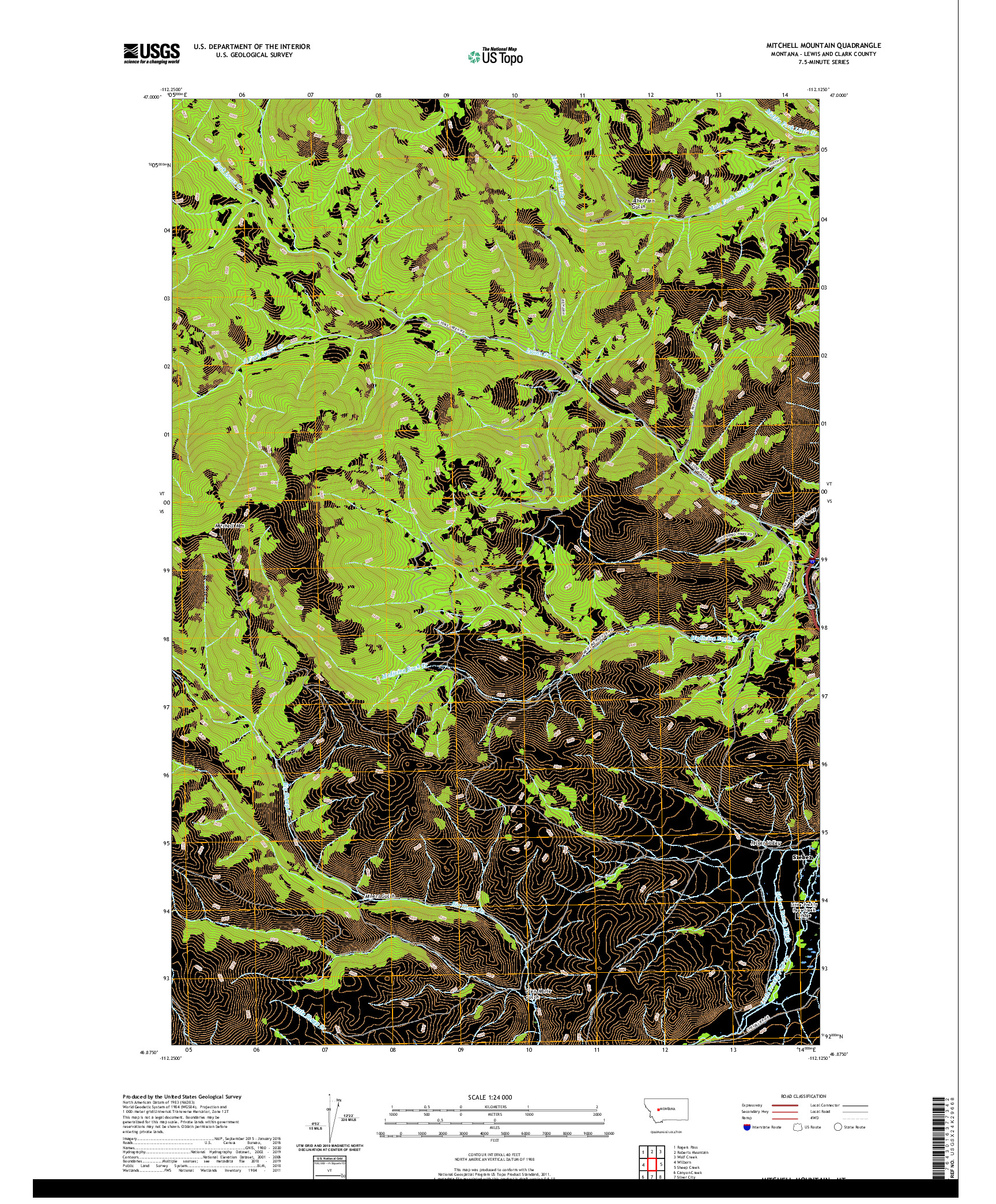 USGS US TOPO 7.5-MINUTE MAP FOR MITCHELL MOUNTAIN, MT 2020