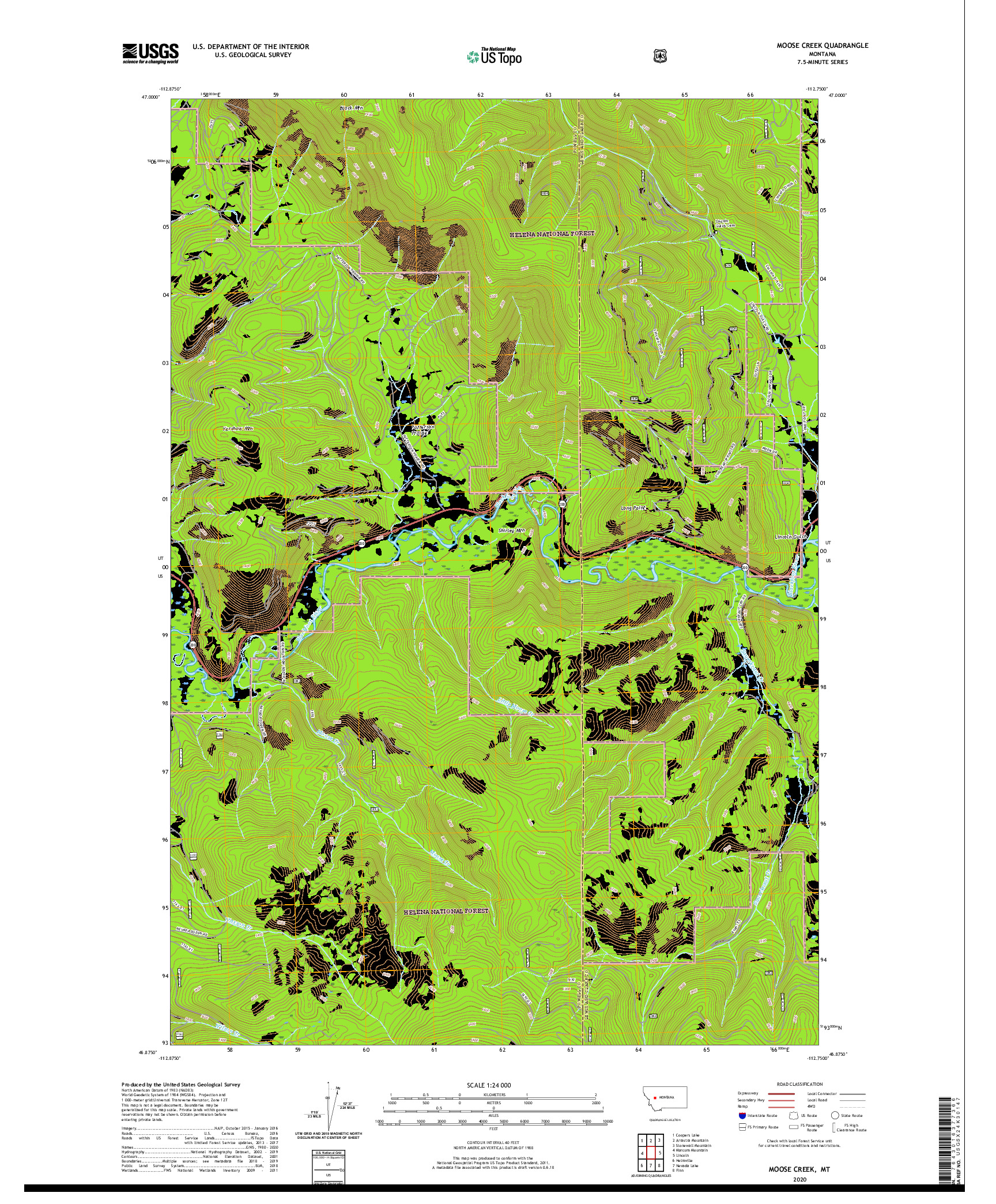 USGS US TOPO 7.5-MINUTE MAP FOR MOOSE CREEK, MT 2020