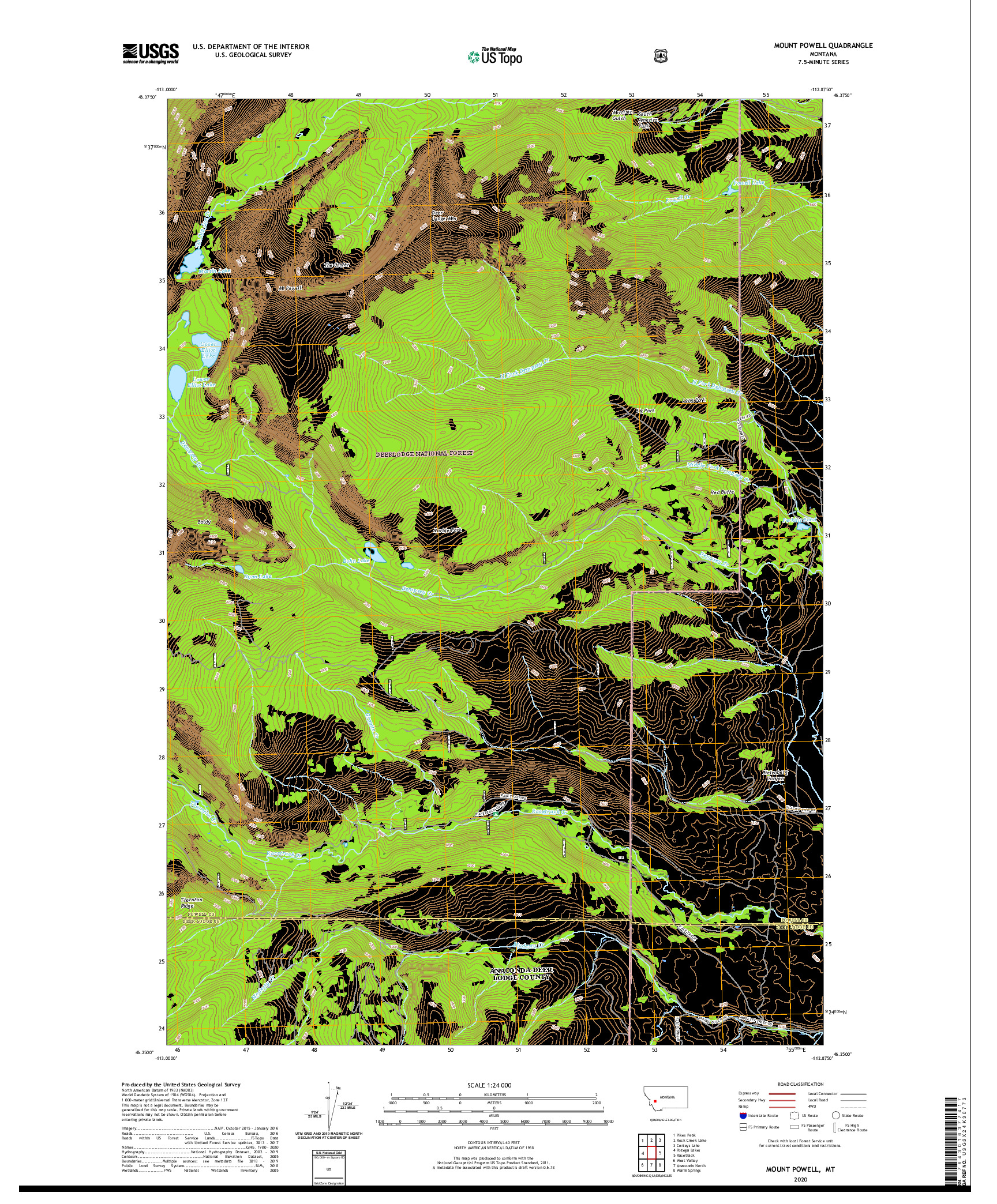 USGS US TOPO 7.5-MINUTE MAP FOR MOUNT POWELL, MT 2020