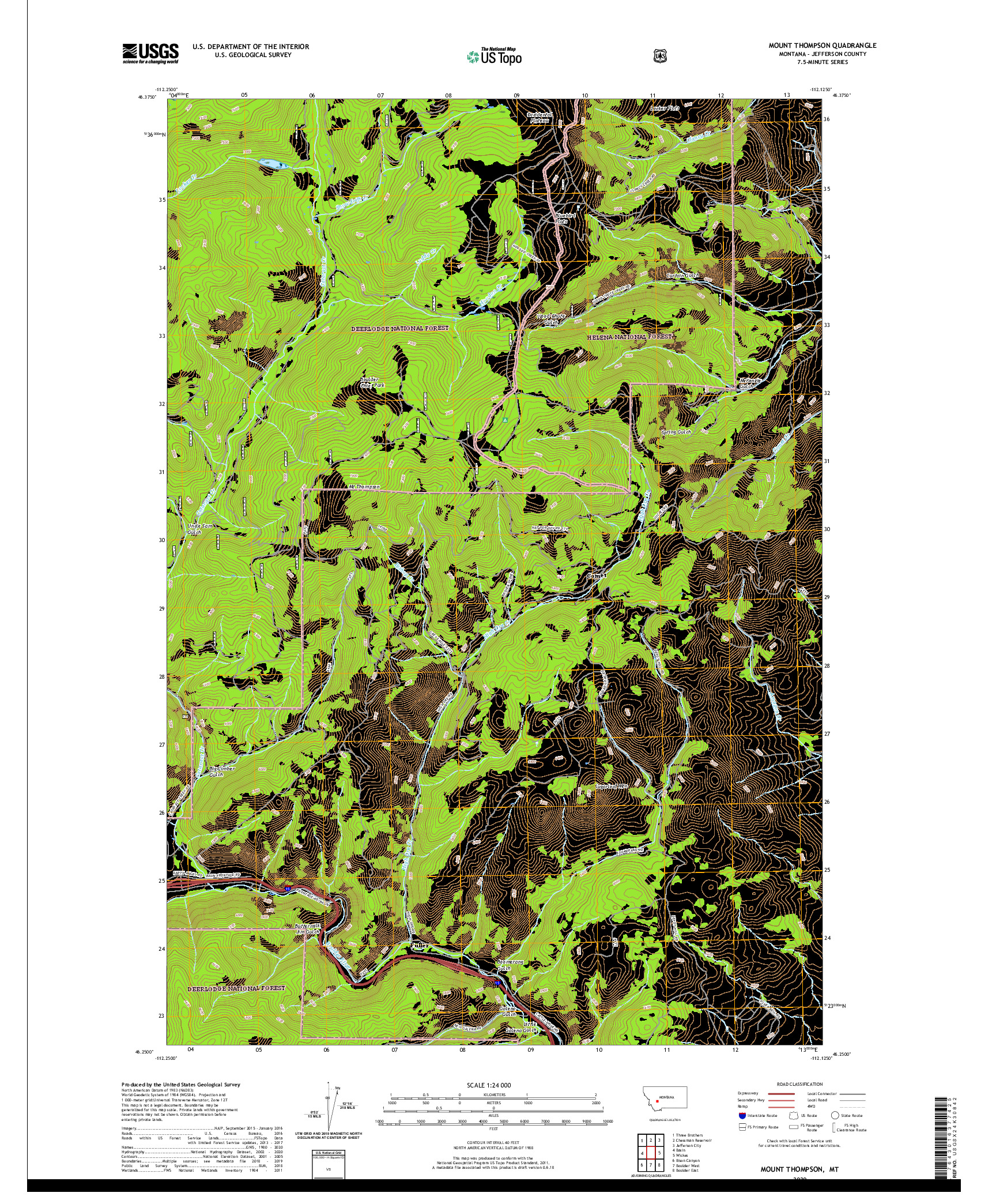 USGS US TOPO 7.5-MINUTE MAP FOR MOUNT THOMPSON, MT 2020