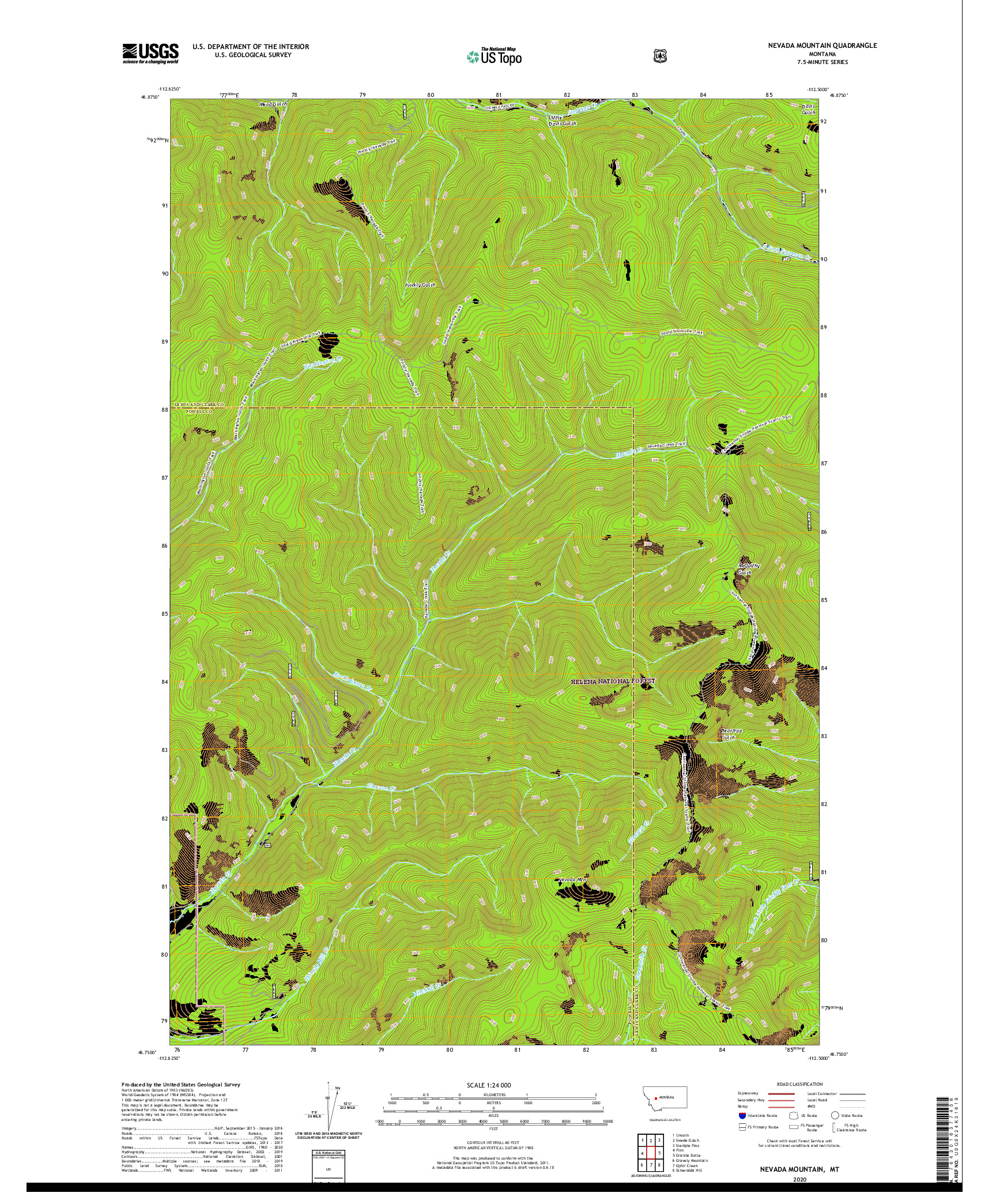 USGS US TOPO 7.5-MINUTE MAP FOR NEVADA MOUNTAIN, MT 2020