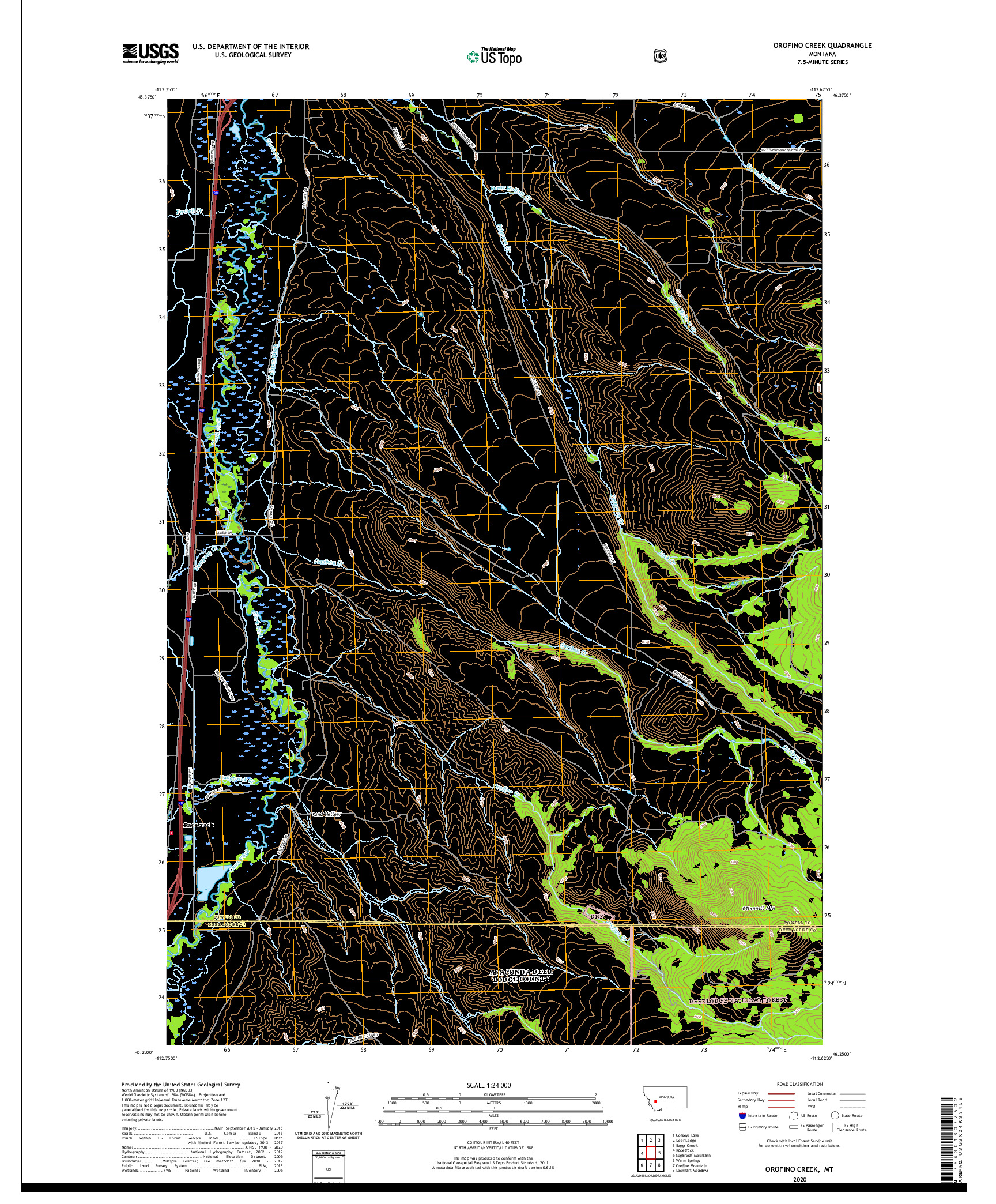 USGS US TOPO 7.5-MINUTE MAP FOR OROFINO CREEK, MT 2020