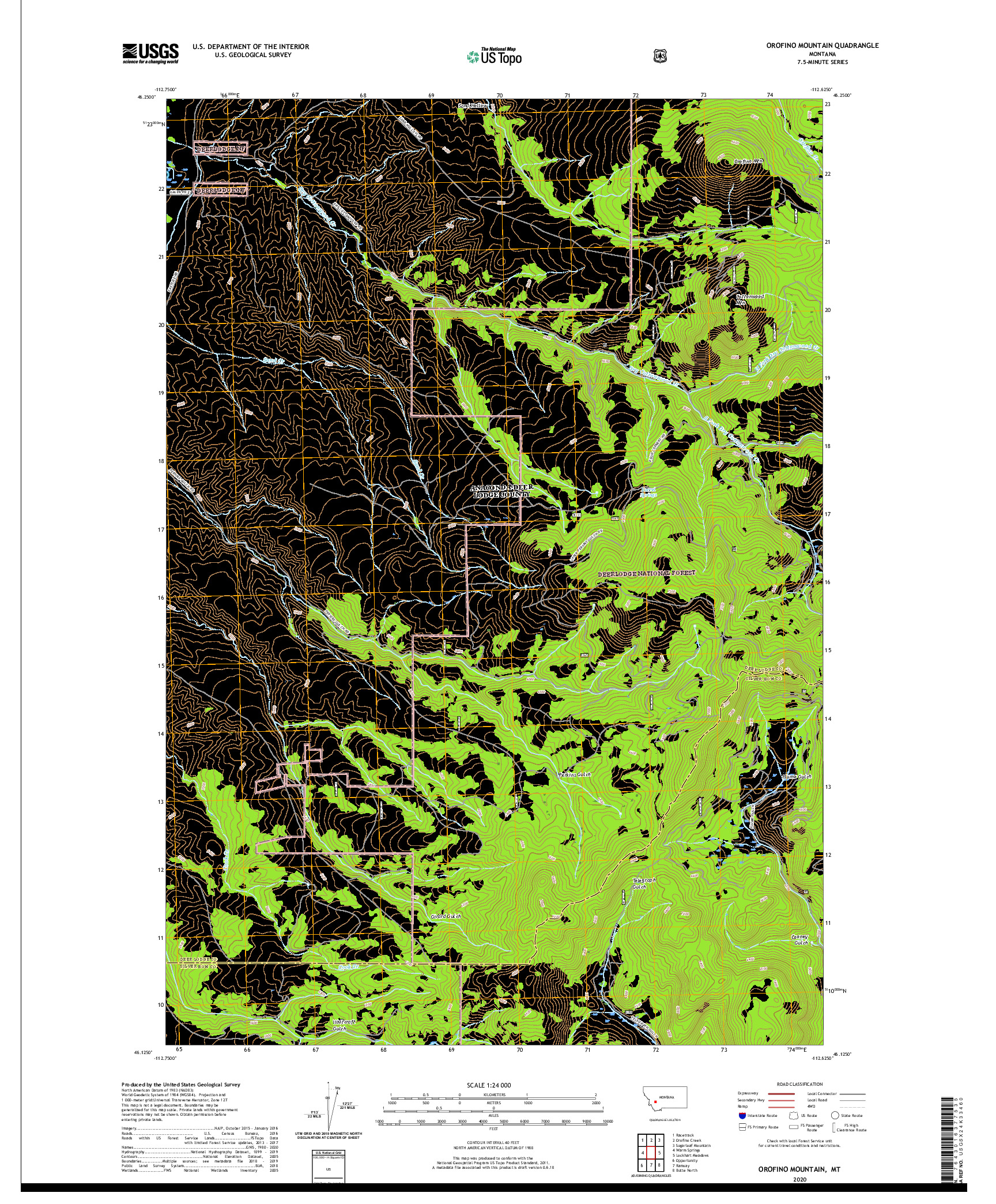 USGS US TOPO 7.5-MINUTE MAP FOR OROFINO MOUNTAIN, MT 2020