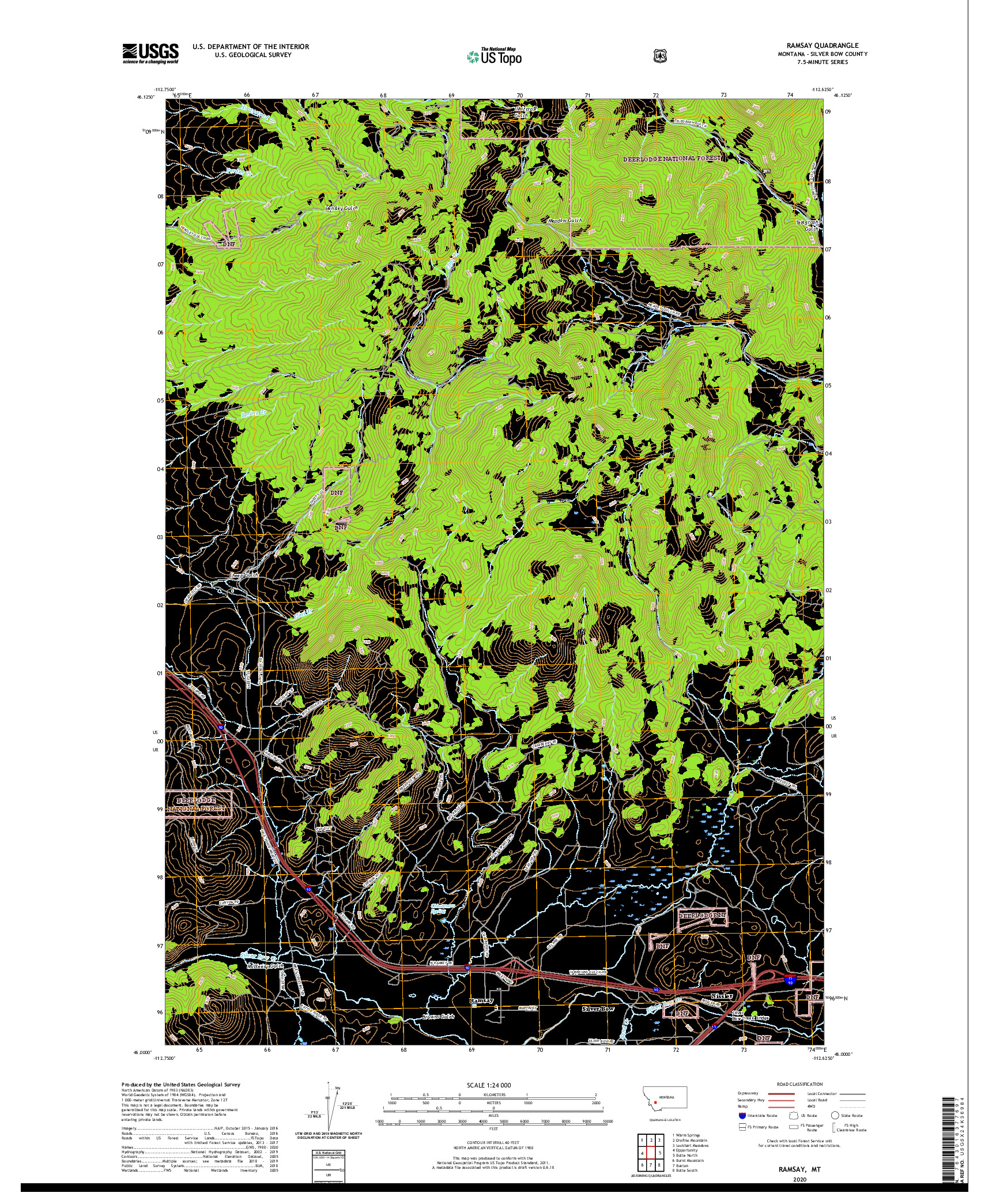 USGS US TOPO 7.5-MINUTE MAP FOR RAMSAY, MT 2020