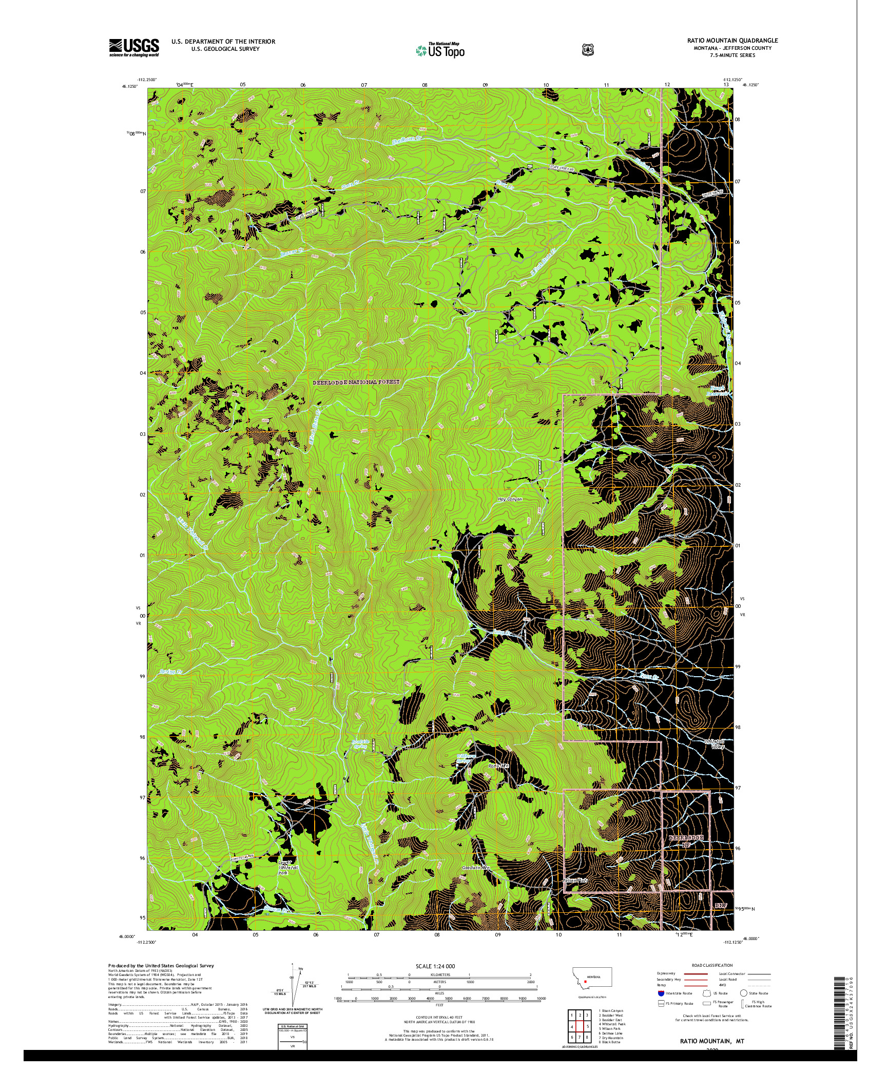 USGS US TOPO 7.5-MINUTE MAP FOR RATIO MOUNTAIN, MT 2020