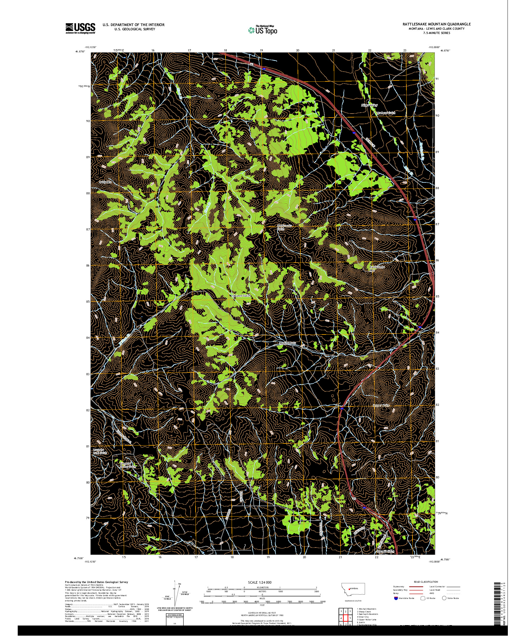 USGS US TOPO 7.5-MINUTE MAP FOR RATTLESNAKE MOUNTAIN, MT 2020