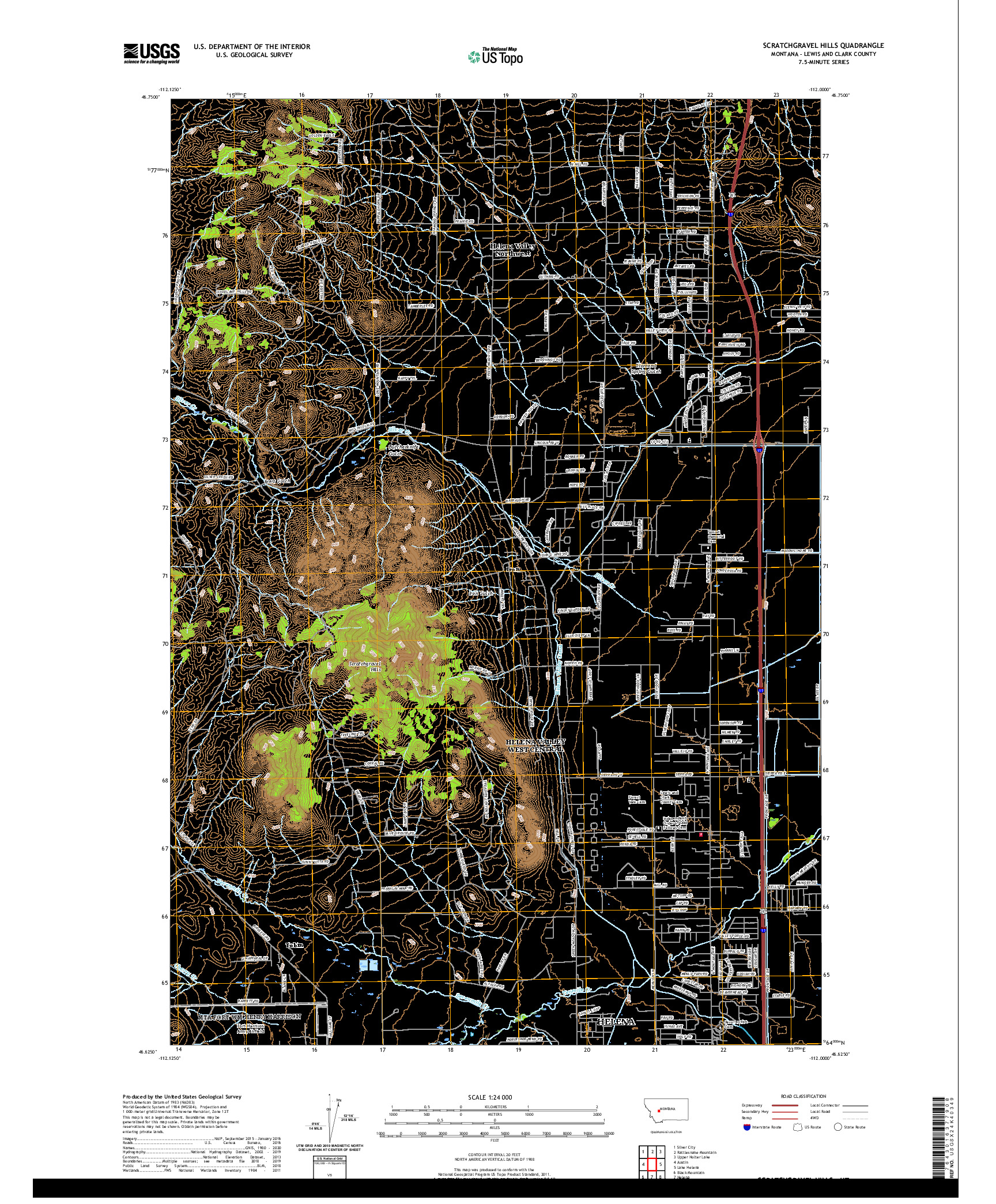 USGS US TOPO 7.5-MINUTE MAP FOR SCRATCHGRAVEL HILLS, MT 2020