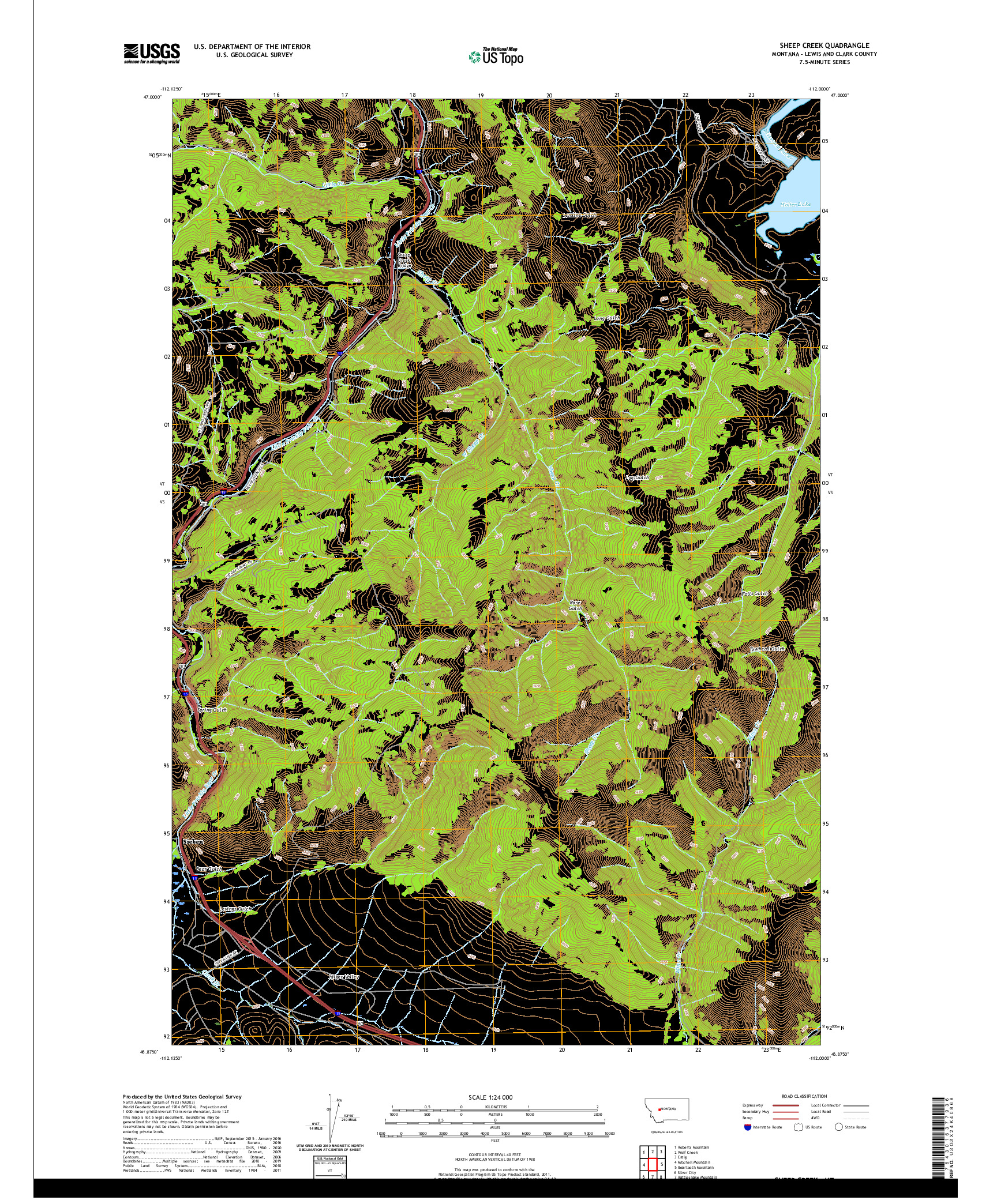 USGS US TOPO 7.5-MINUTE MAP FOR SHEEP CREEK, MT 2020