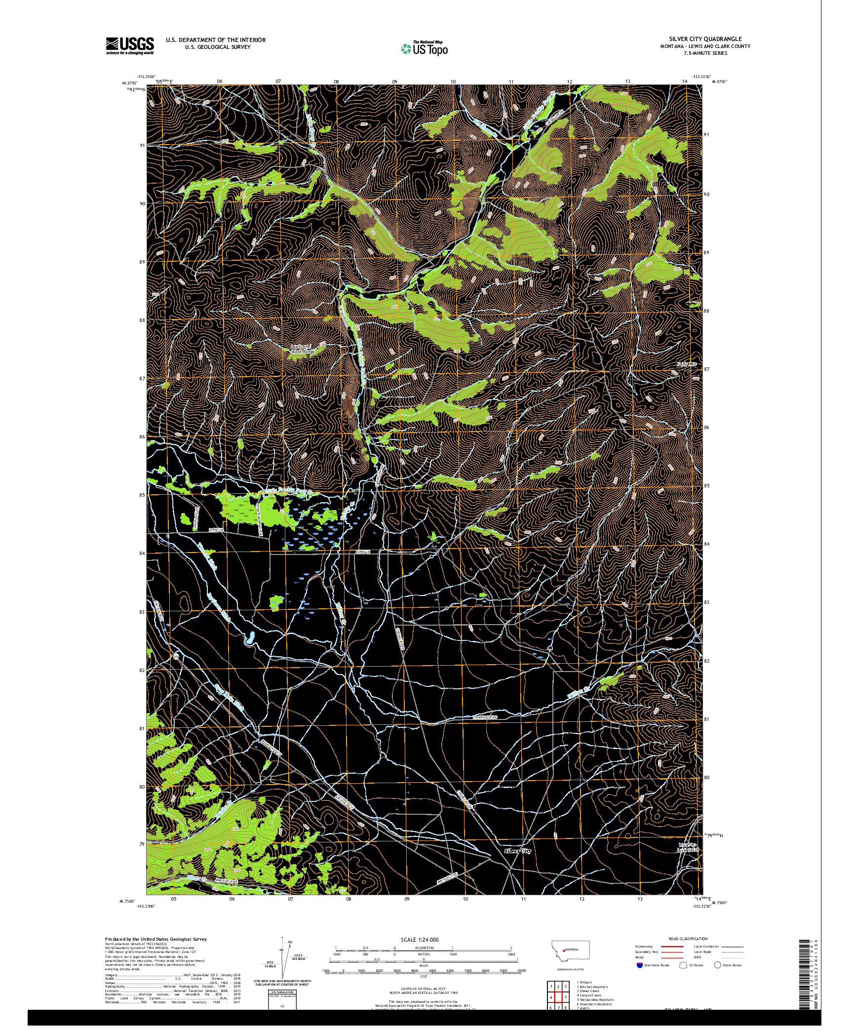 USGS US TOPO 7.5-MINUTE MAP FOR SILVER CITY, MT 2020