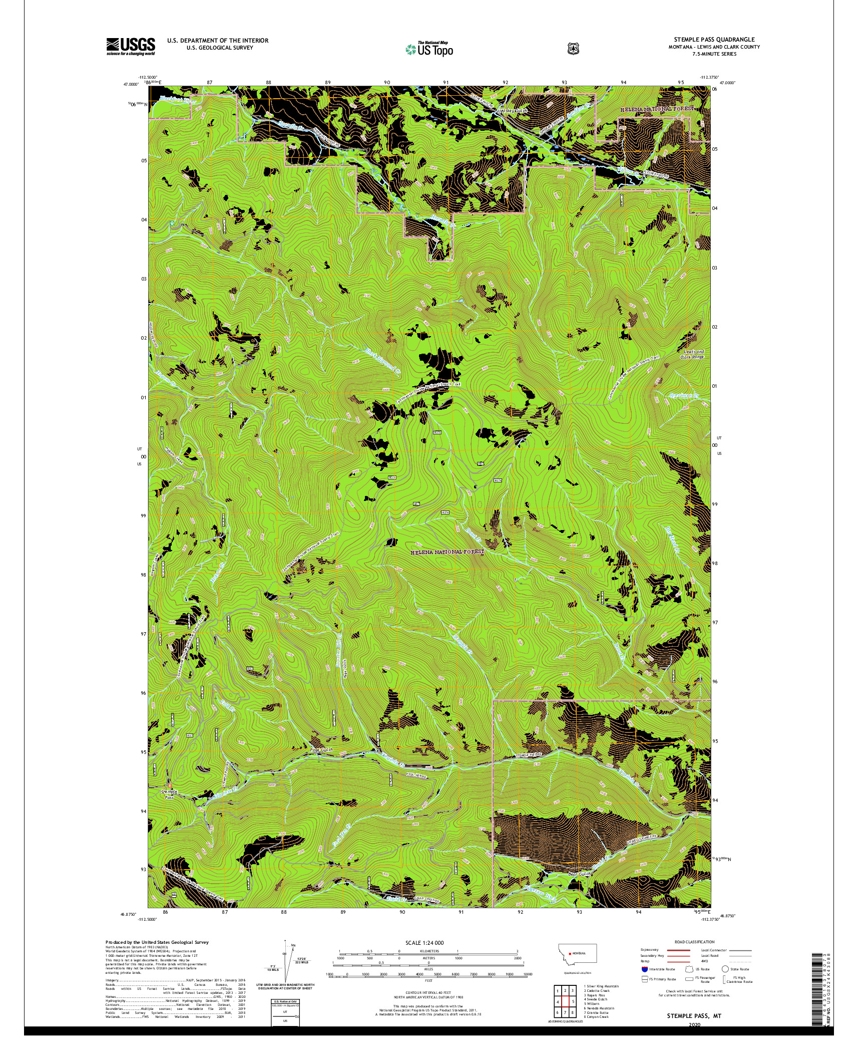 USGS US TOPO 7.5-MINUTE MAP FOR STEMPLE PASS, MT 2020