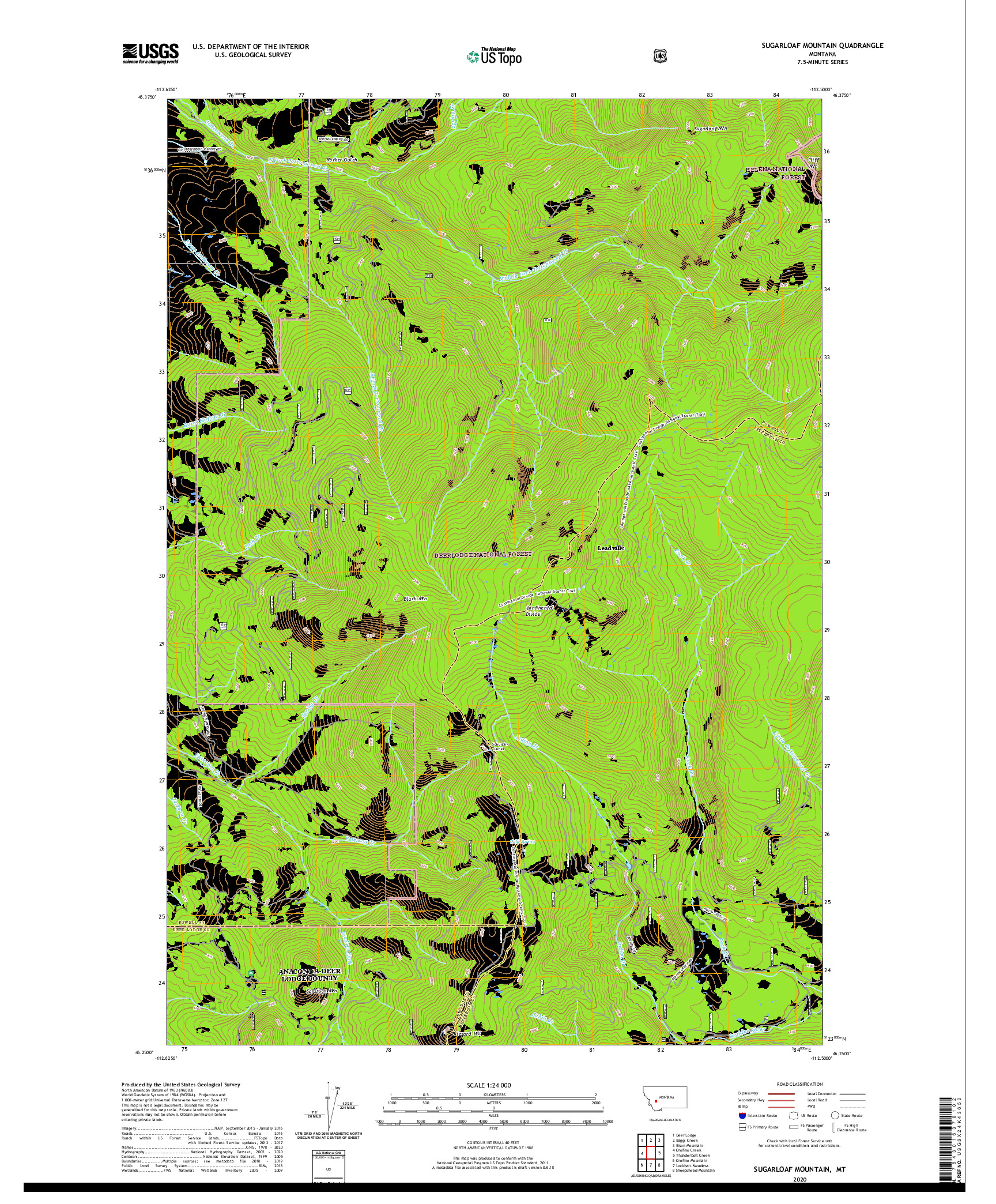 USGS US TOPO 7.5-MINUTE MAP FOR SUGARLOAF MOUNTAIN, MT 2020