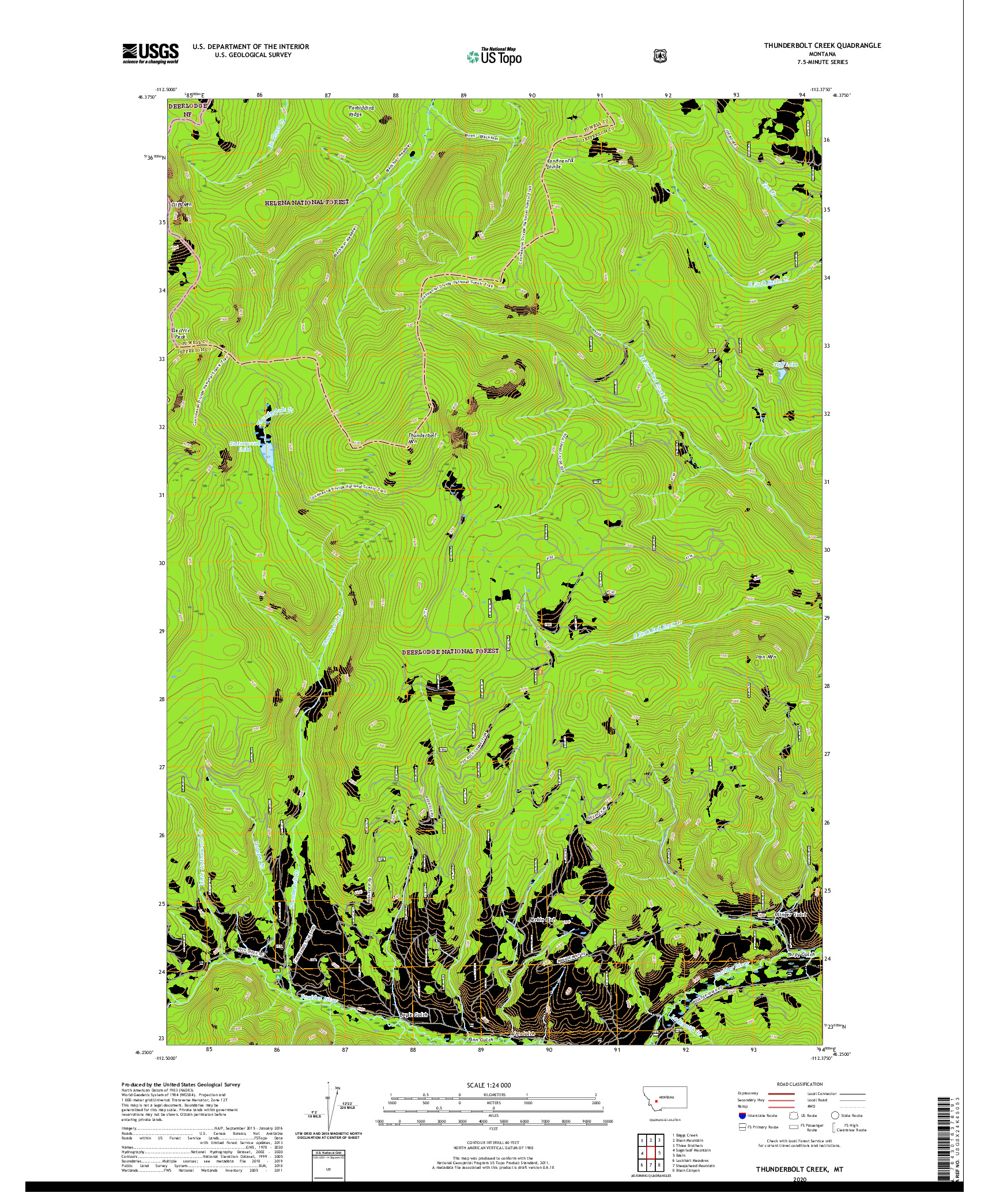 USGS US TOPO 7.5-MINUTE MAP FOR THUNDERBOLT CREEK, MT 2020