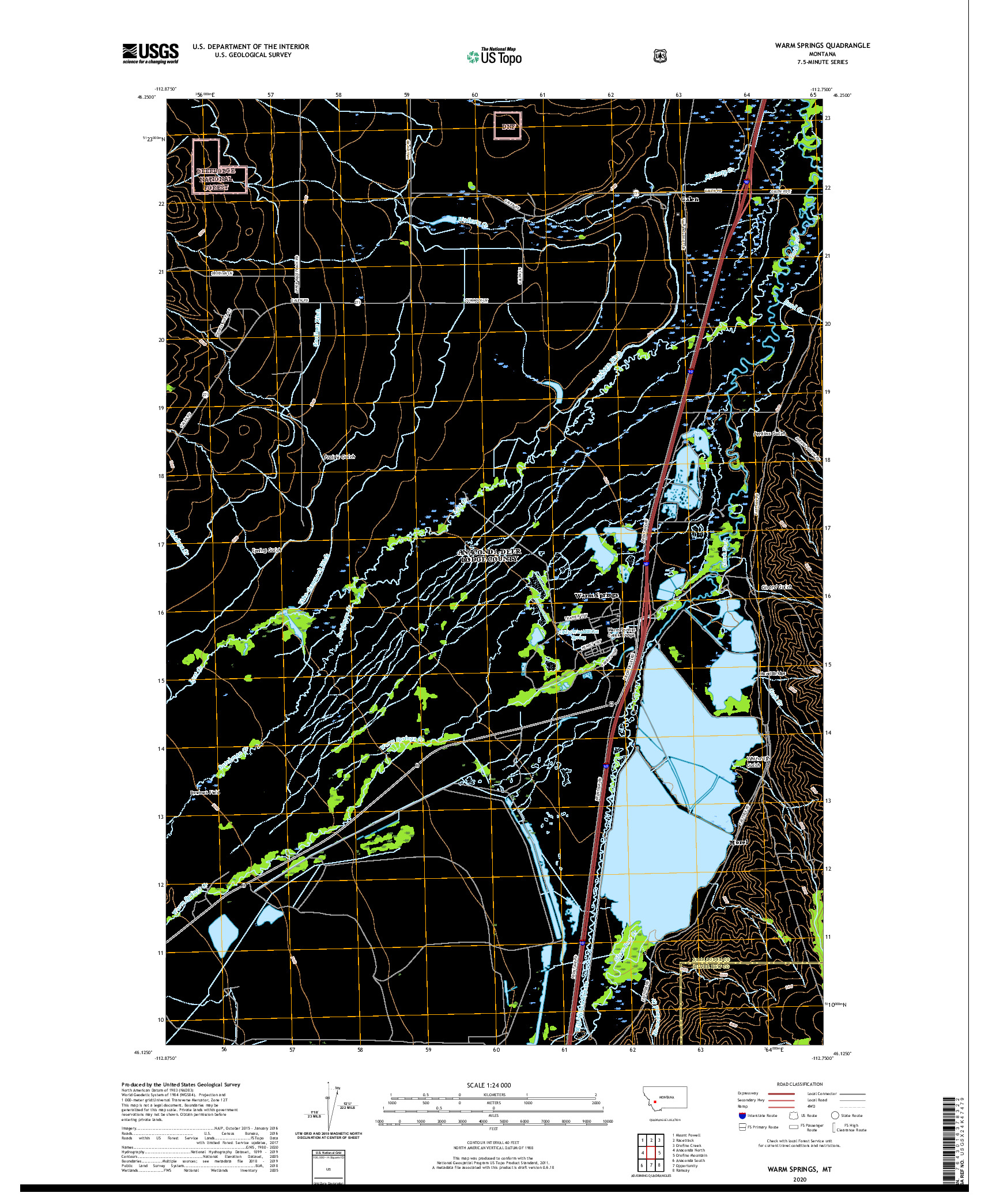 USGS US TOPO 7.5-MINUTE MAP FOR WARM SPRINGS, MT 2020