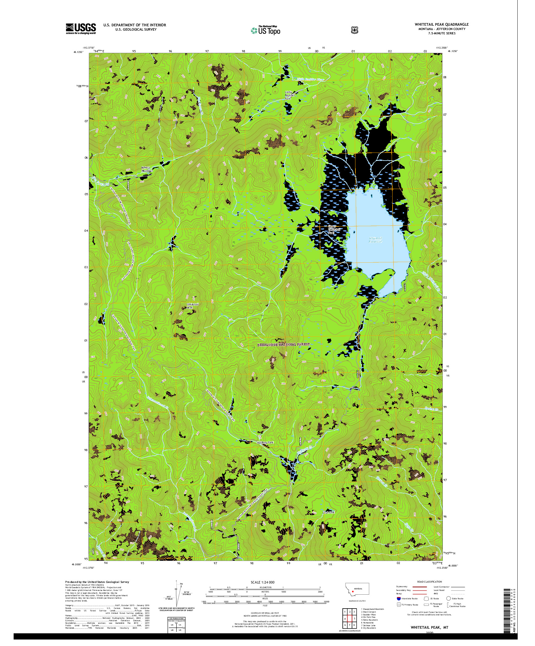 USGS US TOPO 7.5-MINUTE MAP FOR WHITETAIL PEAK, MT 2020