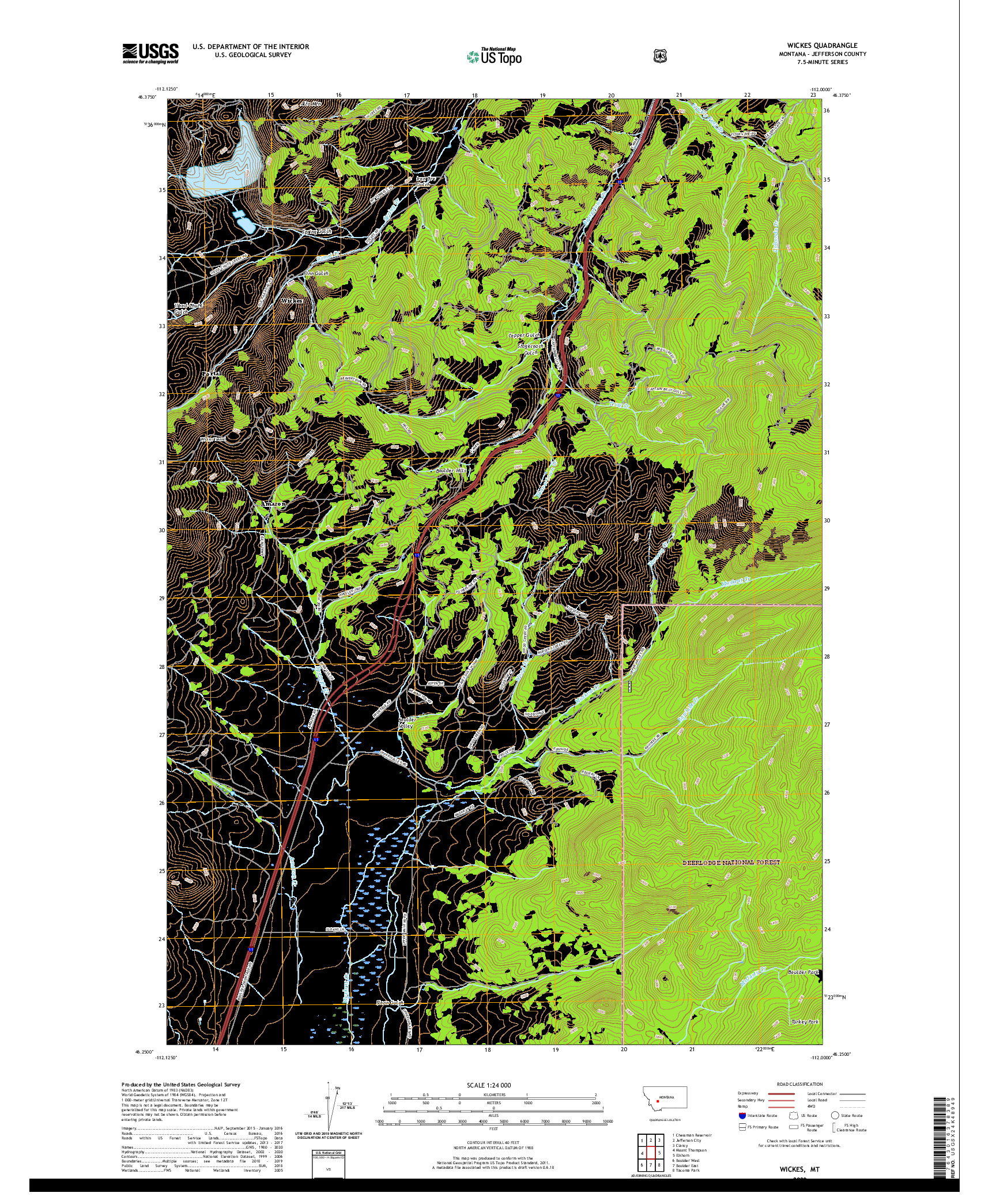 USGS US TOPO 7.5-MINUTE MAP FOR WICKES, MT 2020