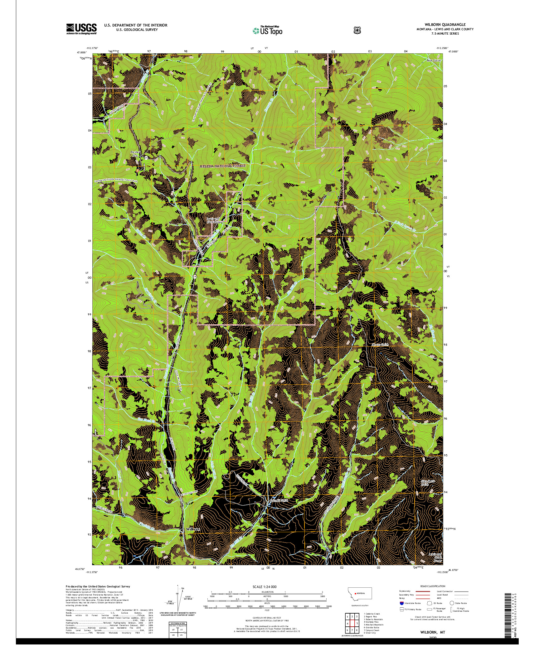 USGS US TOPO 7.5-MINUTE MAP FOR WILBORN, MT 2020