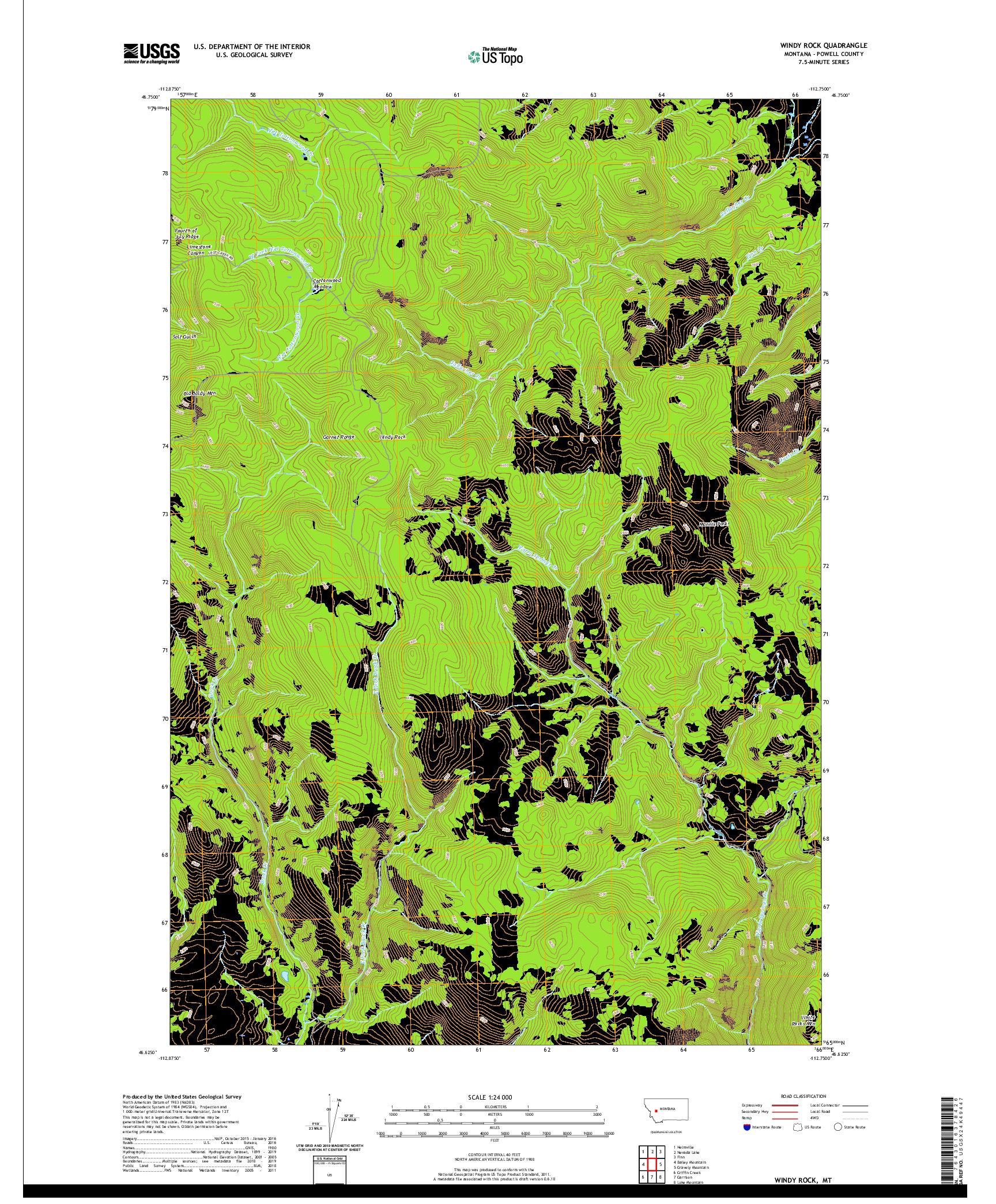 USGS US TOPO 7.5-MINUTE MAP FOR WINDY ROCK, MT 2020