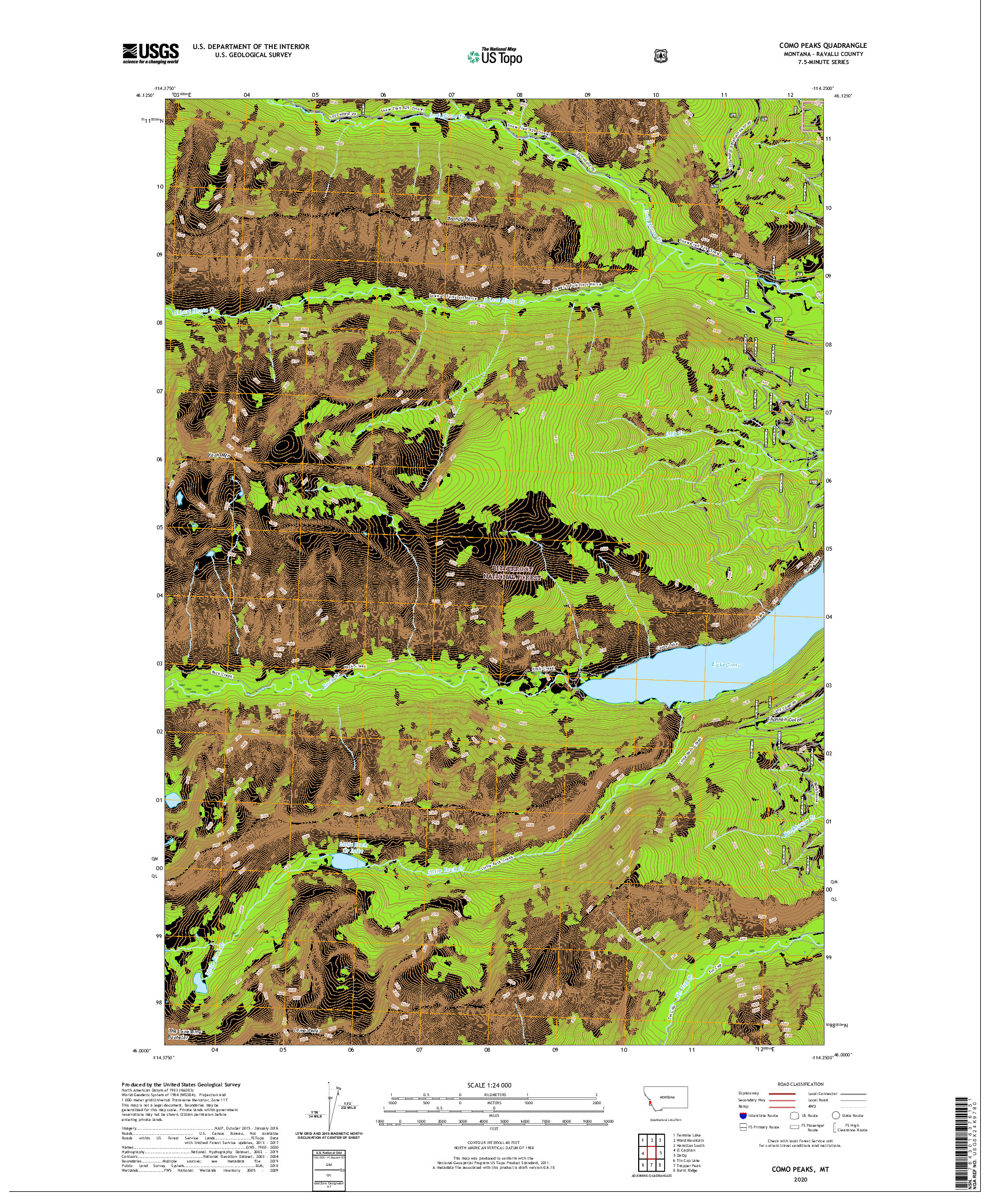 USGS US TOPO 7.5-MINUTE MAP FOR COMO PEAKS, MT 2020